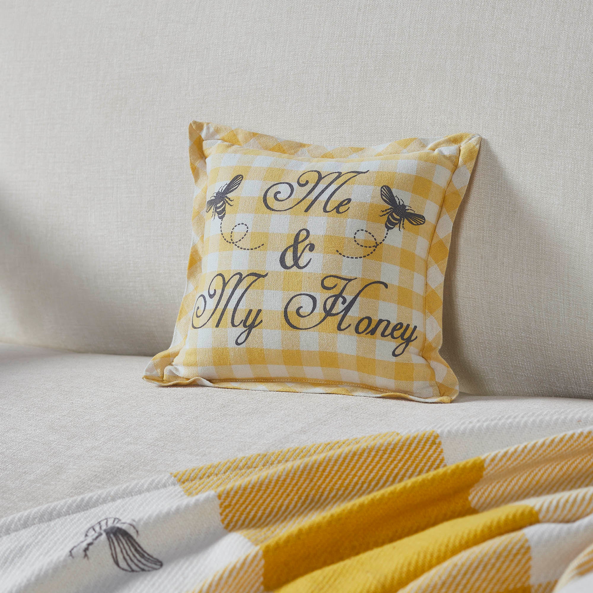 Buzzy Bees Me & My Honey Pillow 9x9 SpadezStore