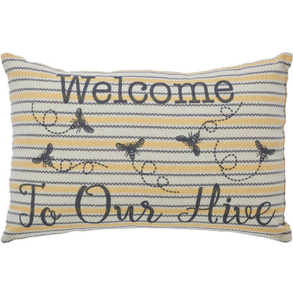 Buzzy Bees Welcome to Our Hive Pillow 9.5x14 SpadezStore