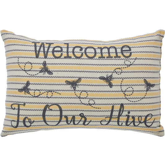 Buzzy Bees Welcome to Our Hive Pillow 9.5x14 SpadezStore