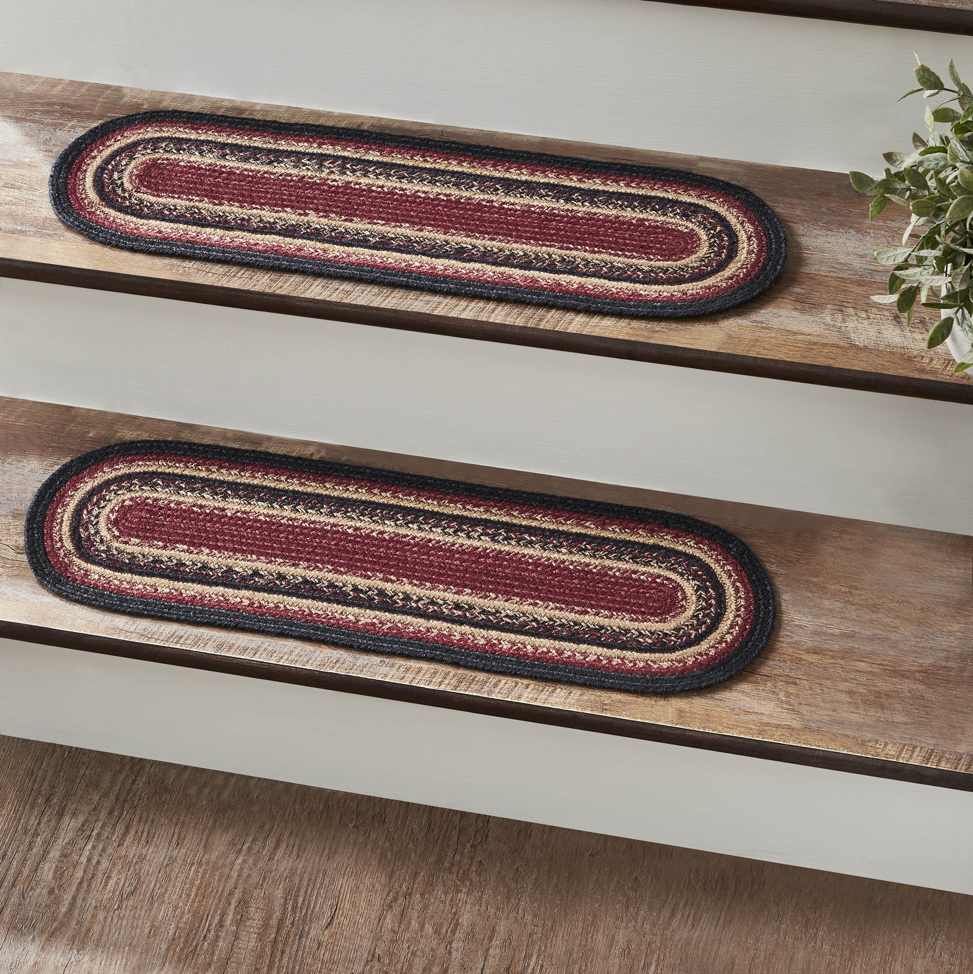 Connell Jute Stair Tread Oval Latex Set of 2 8.5x27 SpadezStore
