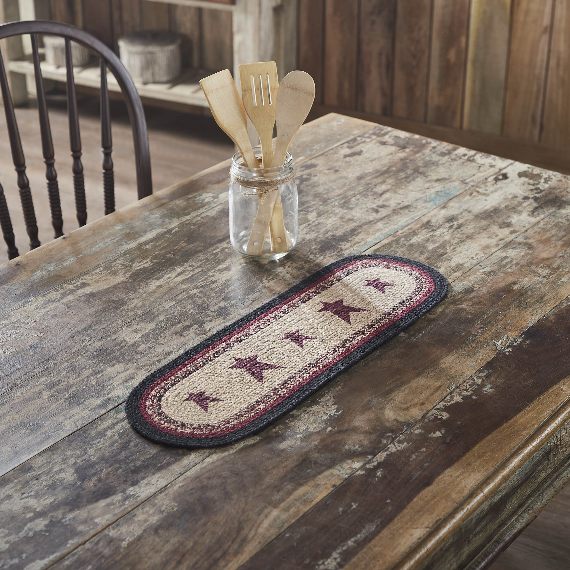 Connell Oval Runner Stencil Stars 8x24 SpadezStore