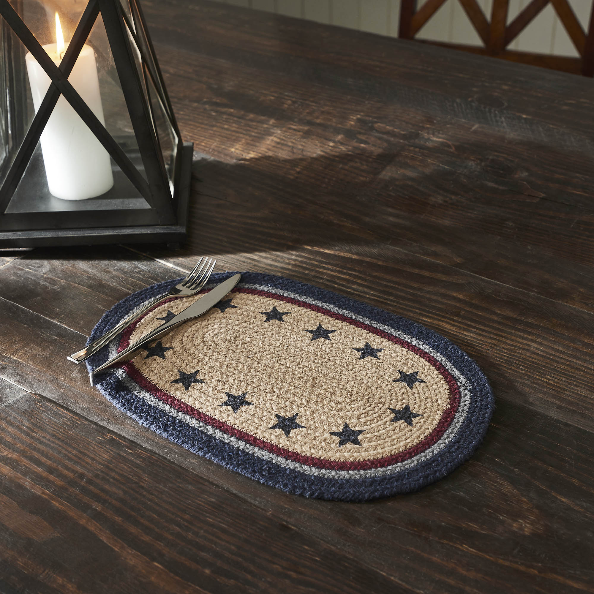 My Country Oval Placemat Stencil Stars 10x15 SpadezStore