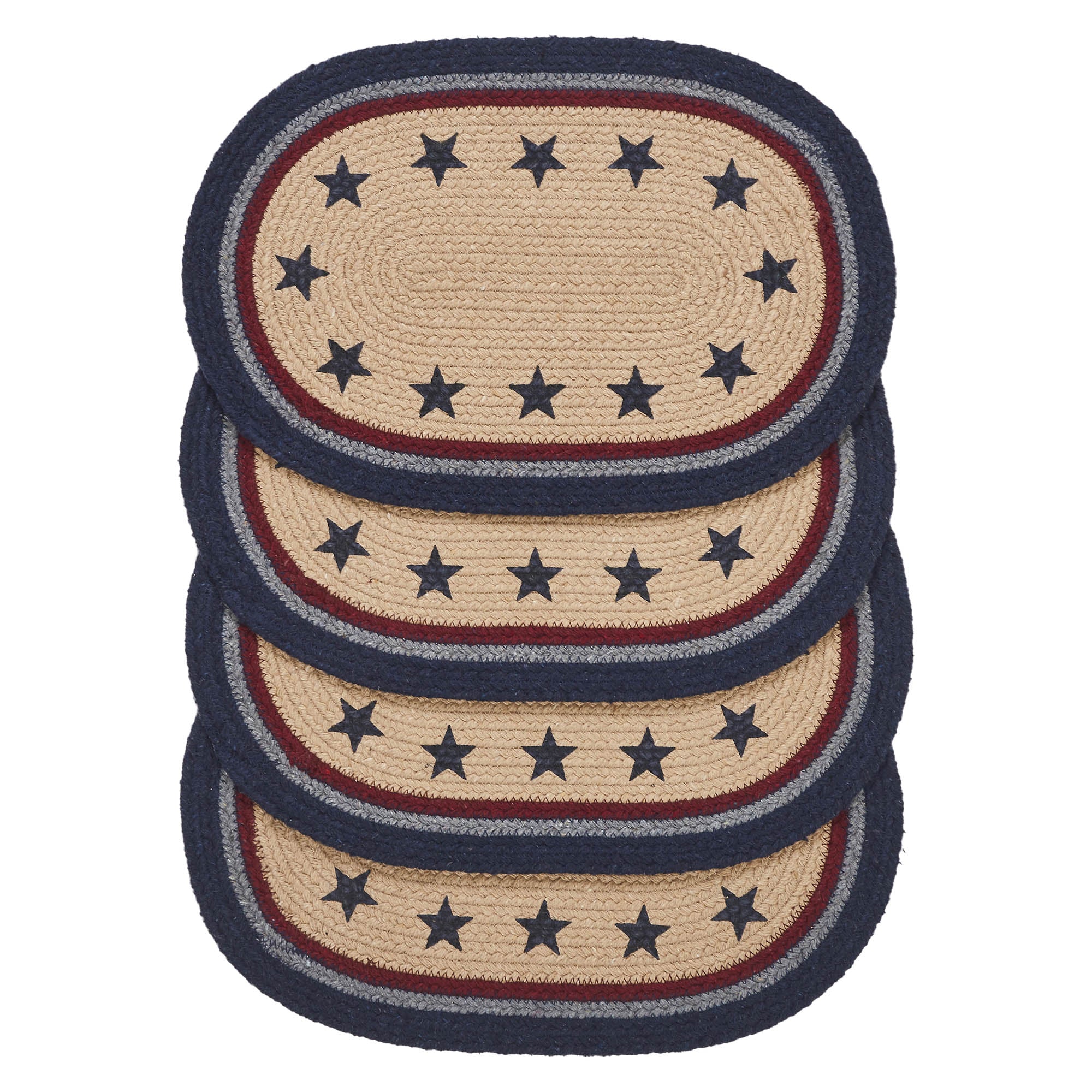 My Country Oval Placemat Stencil Stars Set of 4 10x15 SpadezStore