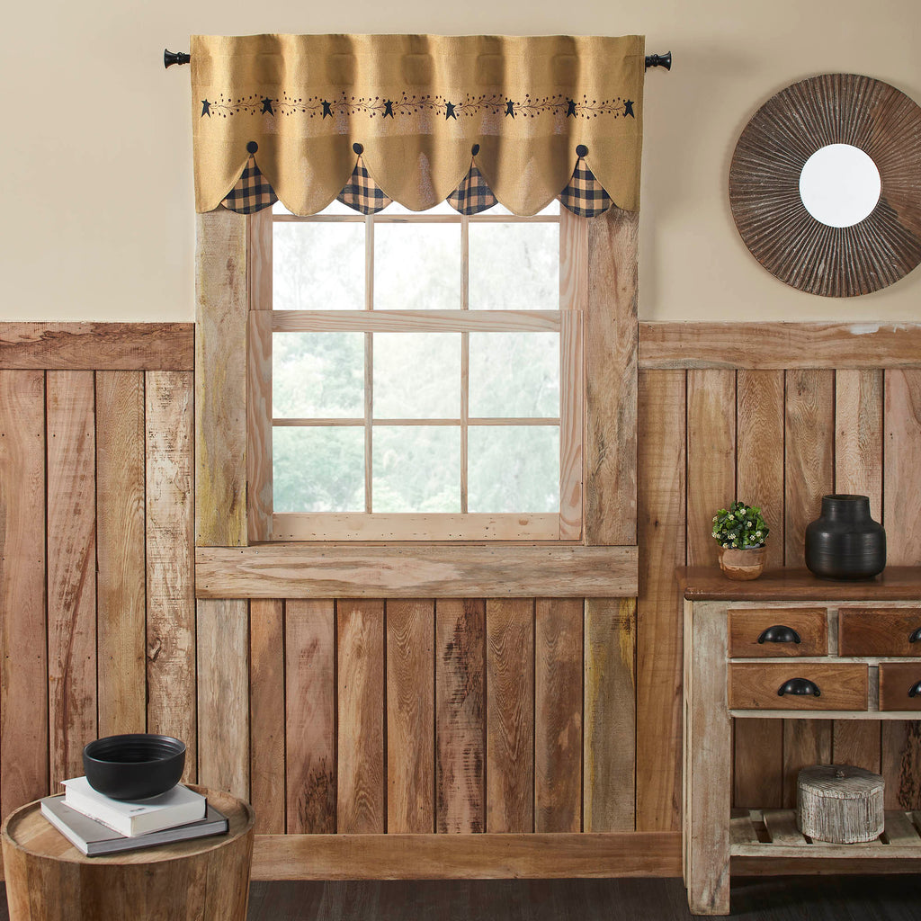 Pip Vinestar Scalloped Layered Valance 18x60 SpadezStore