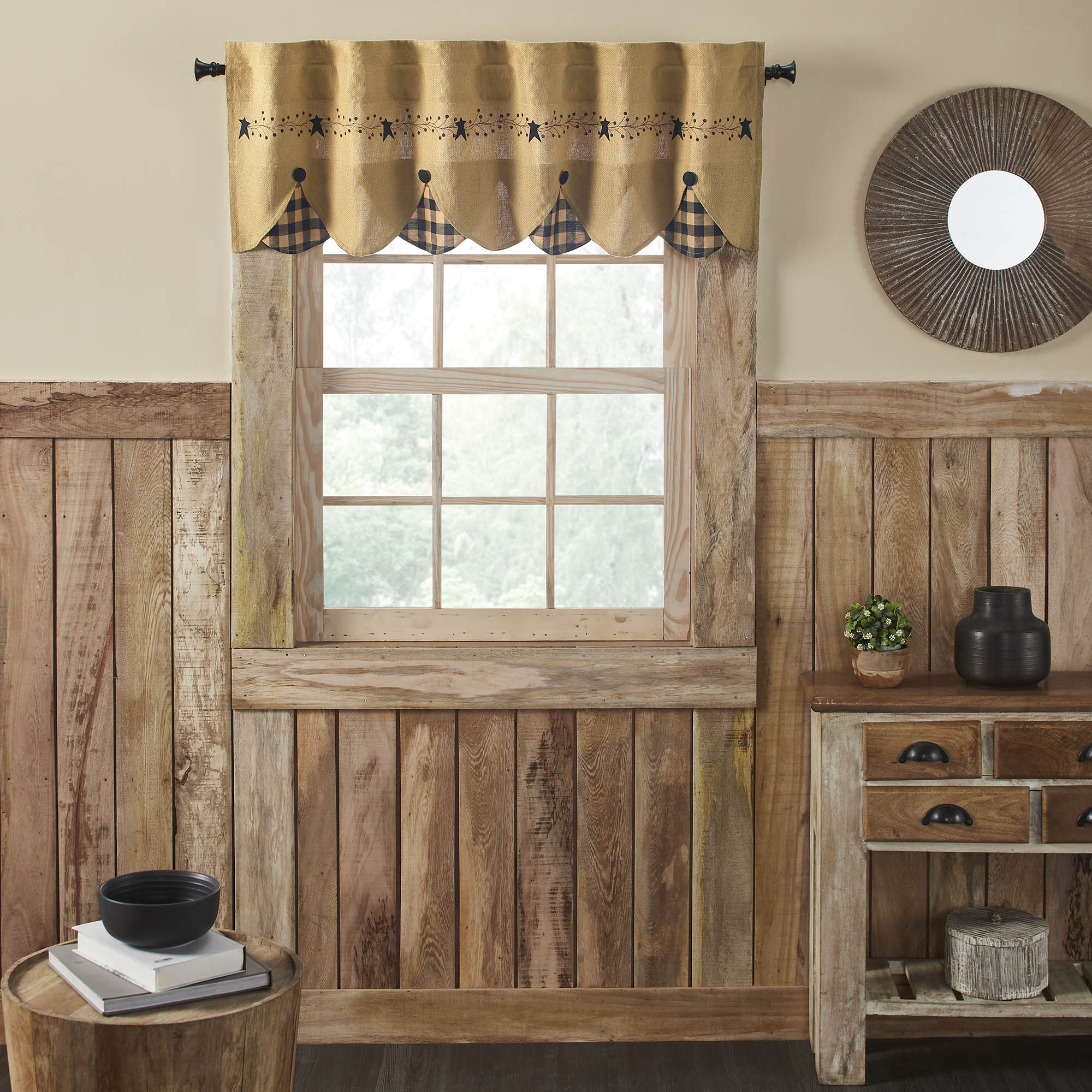 Pip Vinestar Scalloped Layered Valance 18x60 SpadezStore