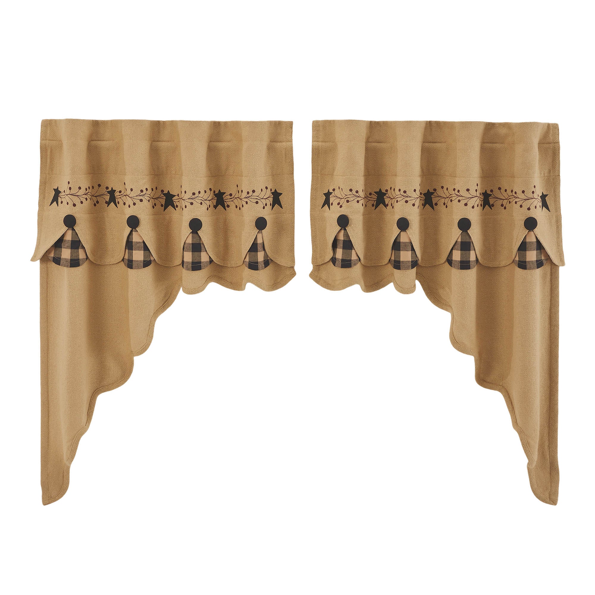 Pip Vinestar Scalloped Layered Swag Set of 2 36x36x16 SpadezStore