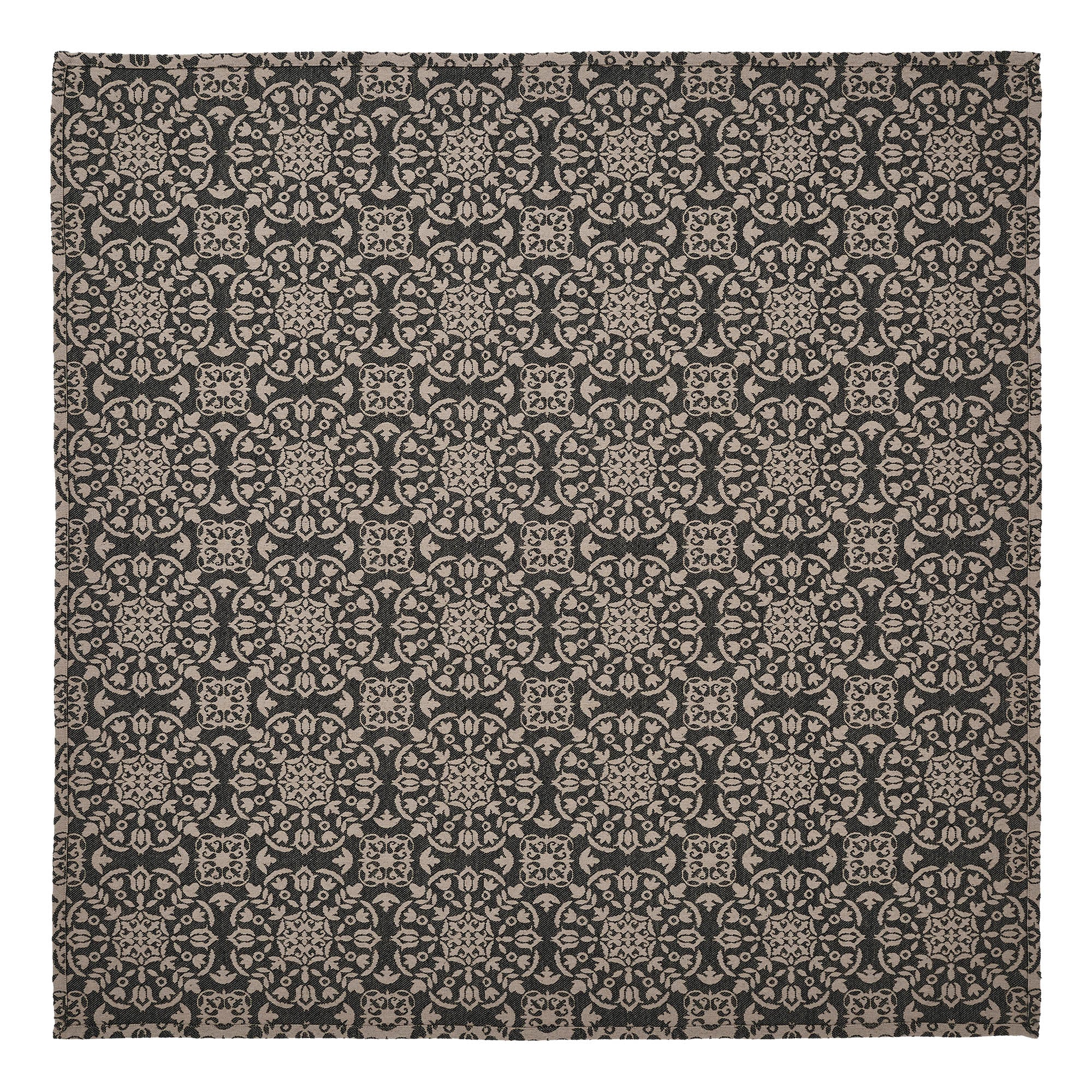 Custom House Black Tan Jacquard Table Topper 42x42 SpadezStore