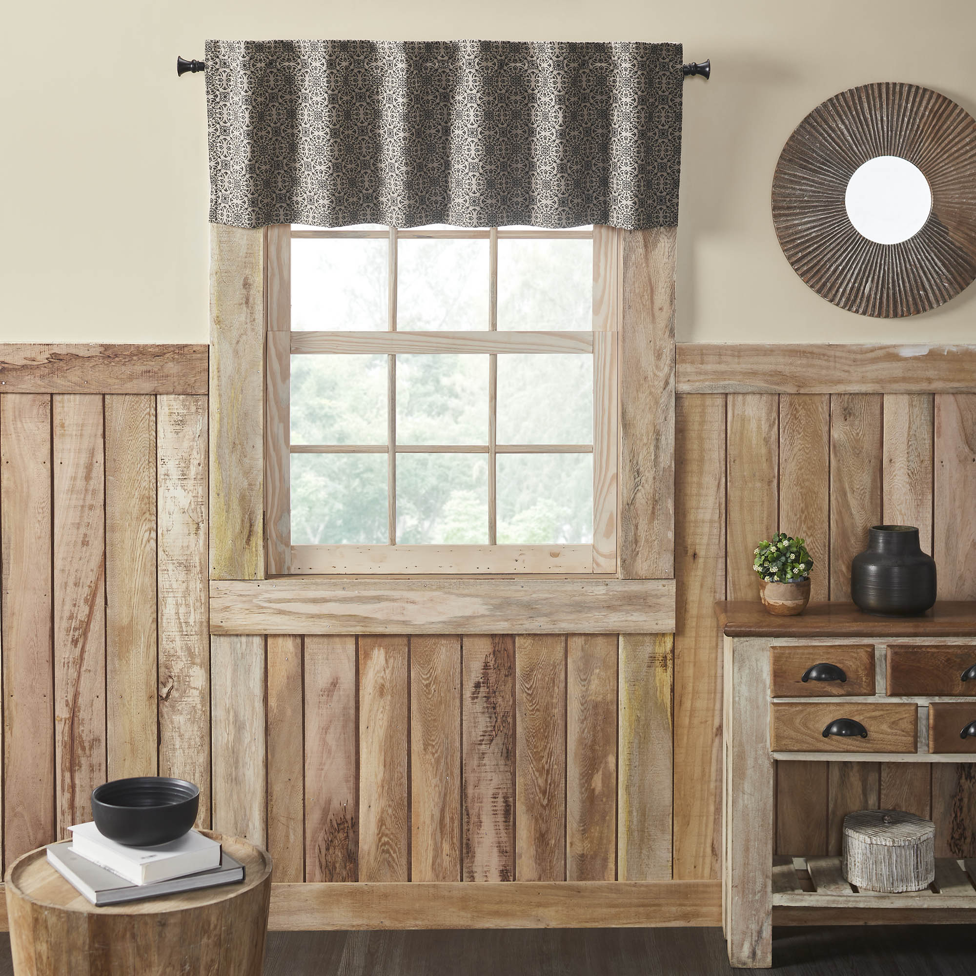 Custom House Black Tan Jacquard Valance 18x60 SpadezStore