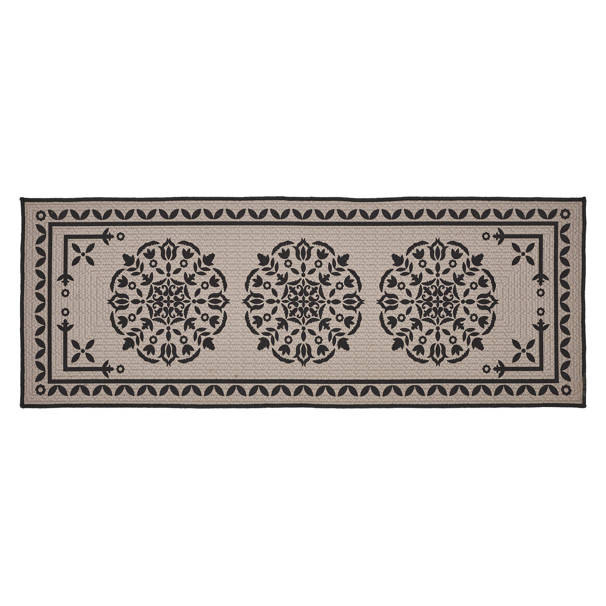 Custom House Black Tan Jacquard Polyester Bathmat 17x48 SpadezStore