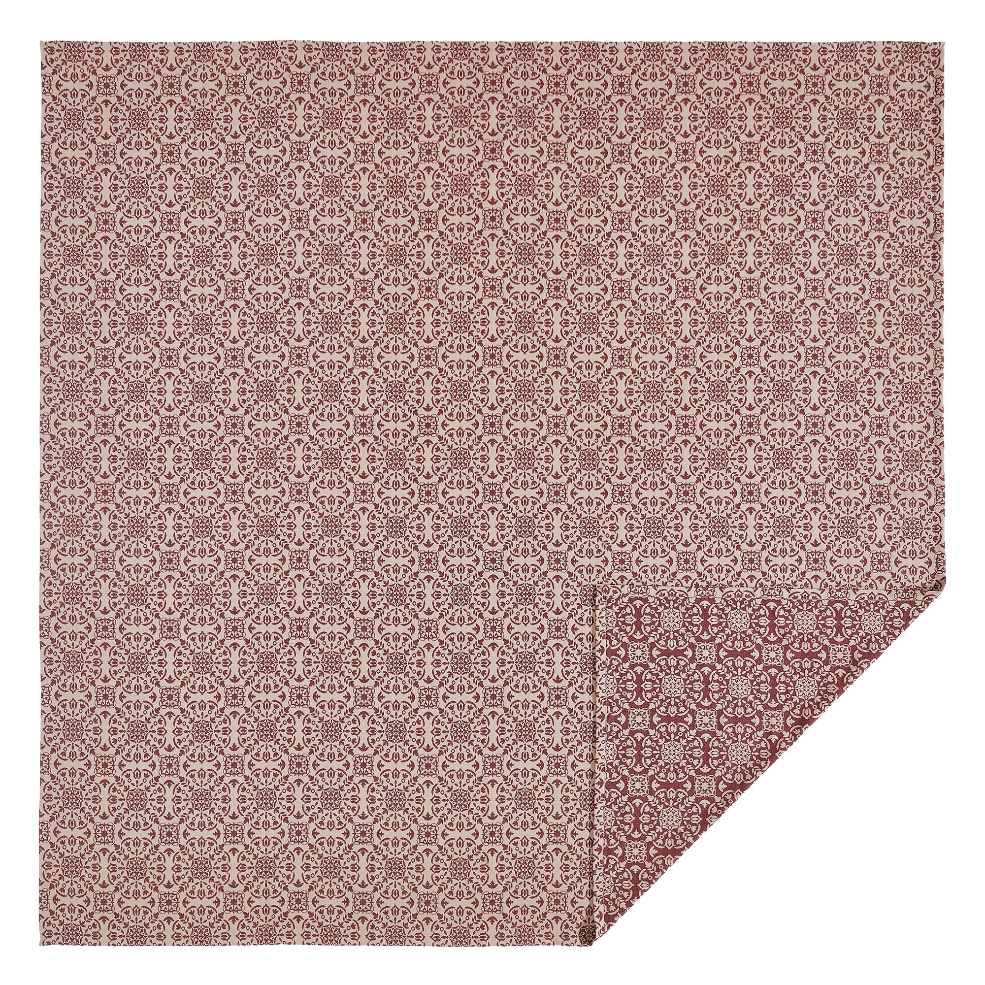 Custom House Burgundy Tan Jacquard Queen Coverlet 94Wx94L SpadezStore