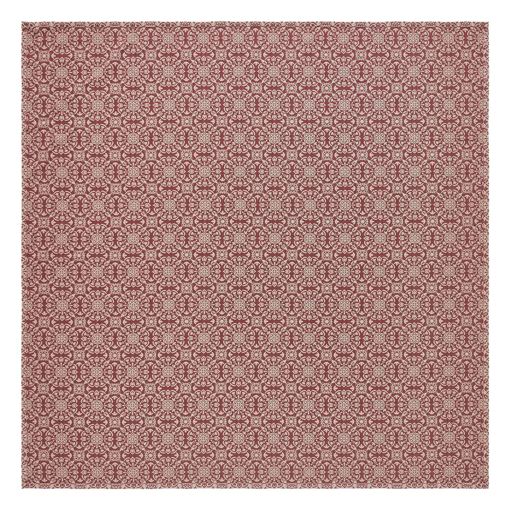 Custom House Burgundy Tan Jacquard Queen Coverlet 94Wx94L SpadezStore