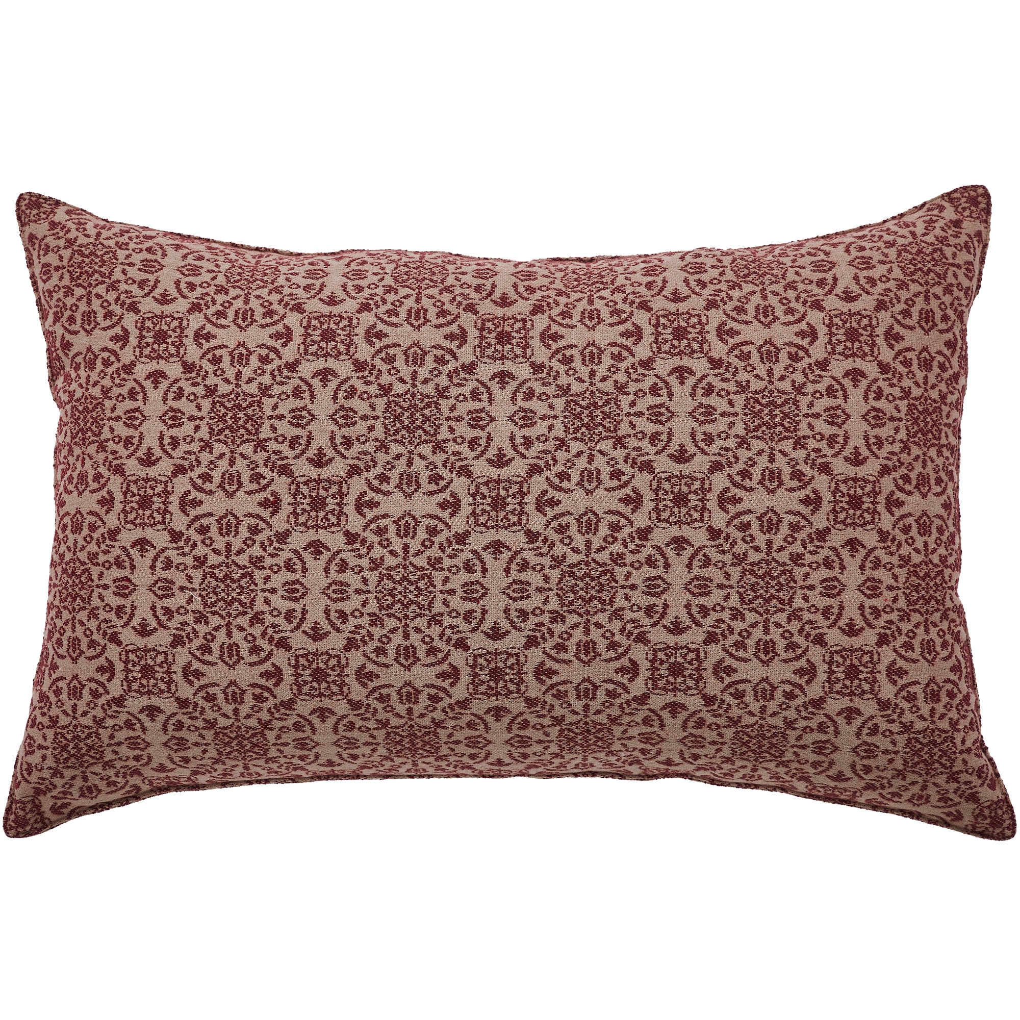 Custom House Burgundy Tan Jacquard Pillow 14x22 SpadezStore