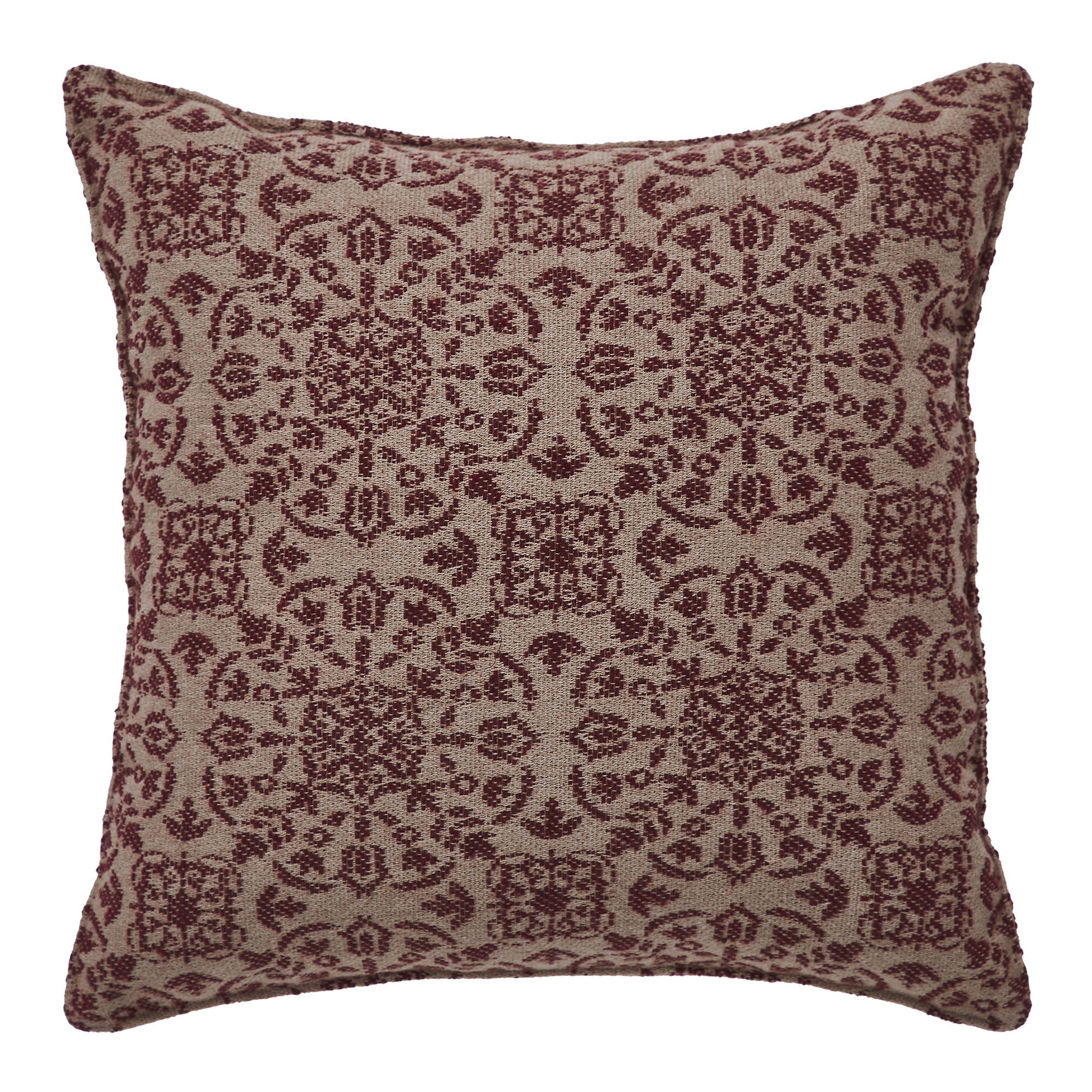 Custom House Burgundy Tan Jacquard Pillow 9x9 SpadezStore