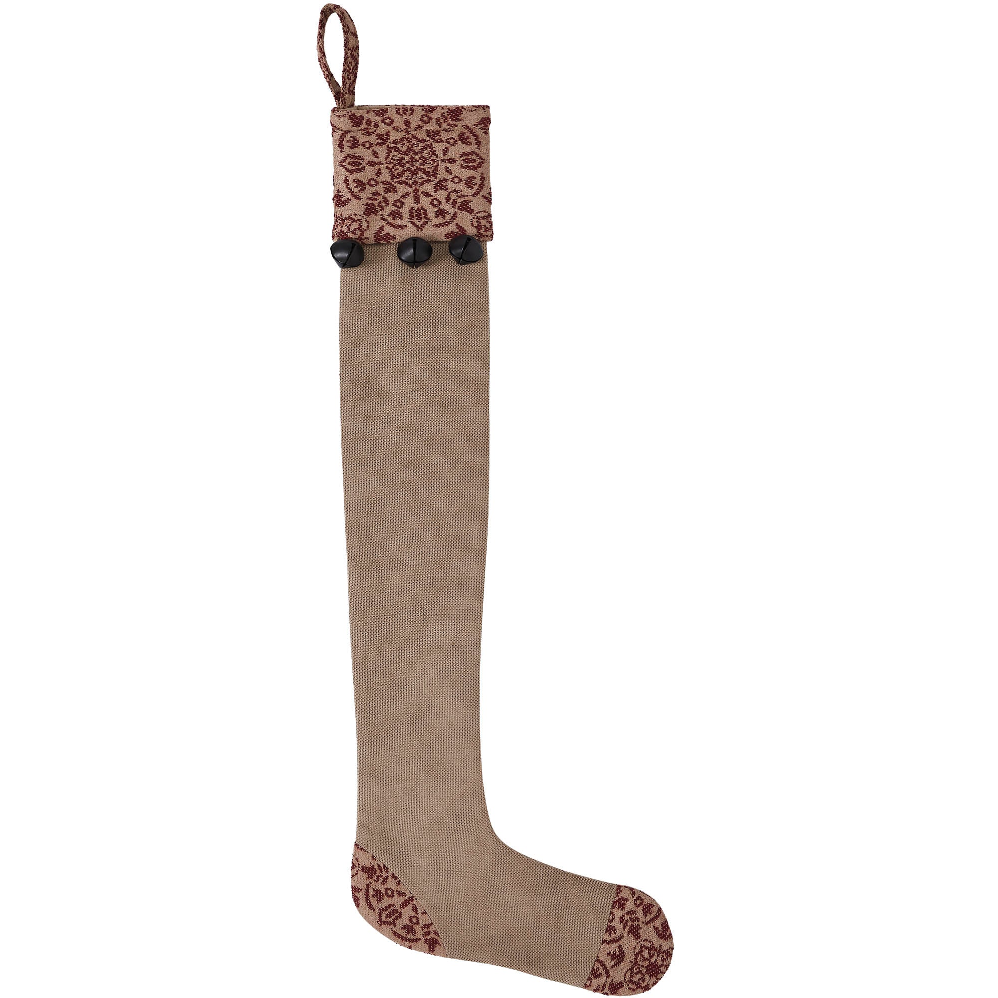 Custom House Burgundy Tan Jacquard Prim Stocking 7x19 SpadezStore