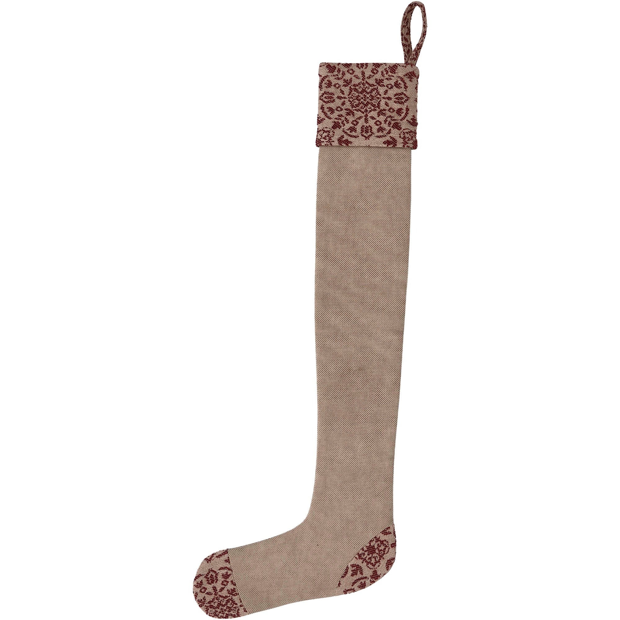 Custom House Burgundy Tan Jacquard Prim Stocking 7x19 SpadezStore
