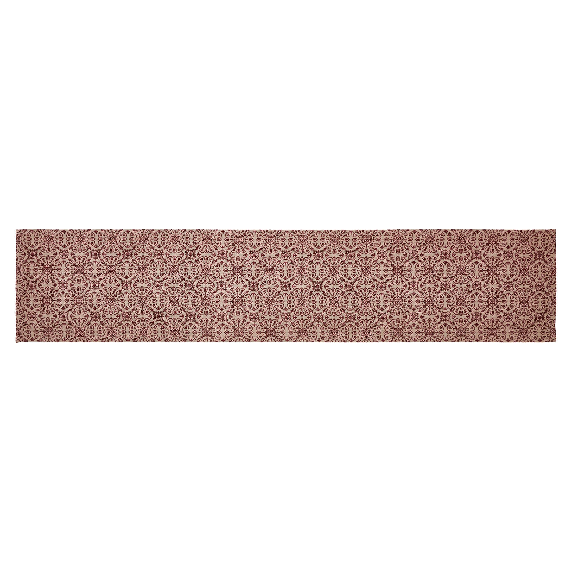 Custom House Burgundy Tan Jacquard Runner 12x60 SpadezStore