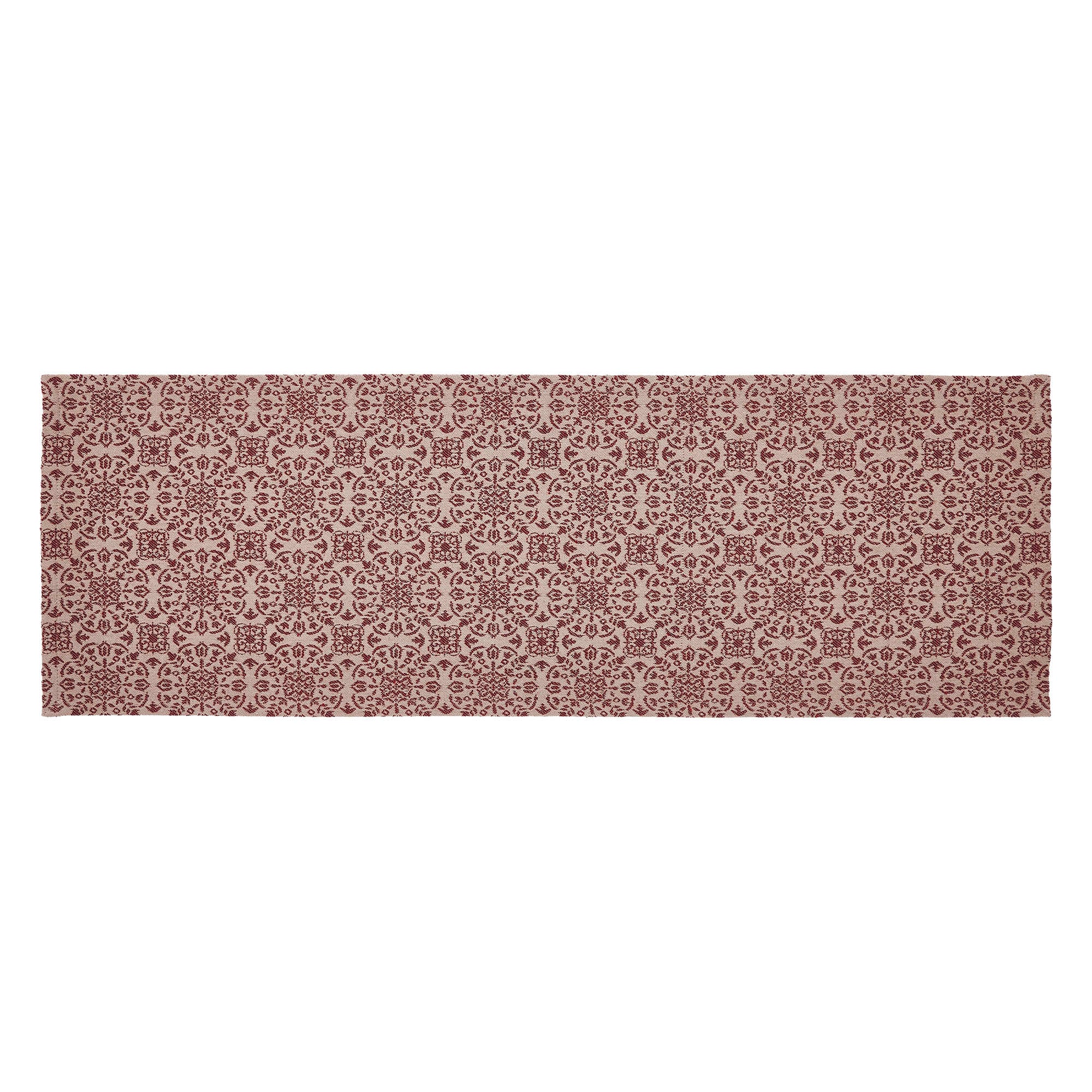 Custom House Burgundy Tan Jacquard Runner 12x36 SpadezStore