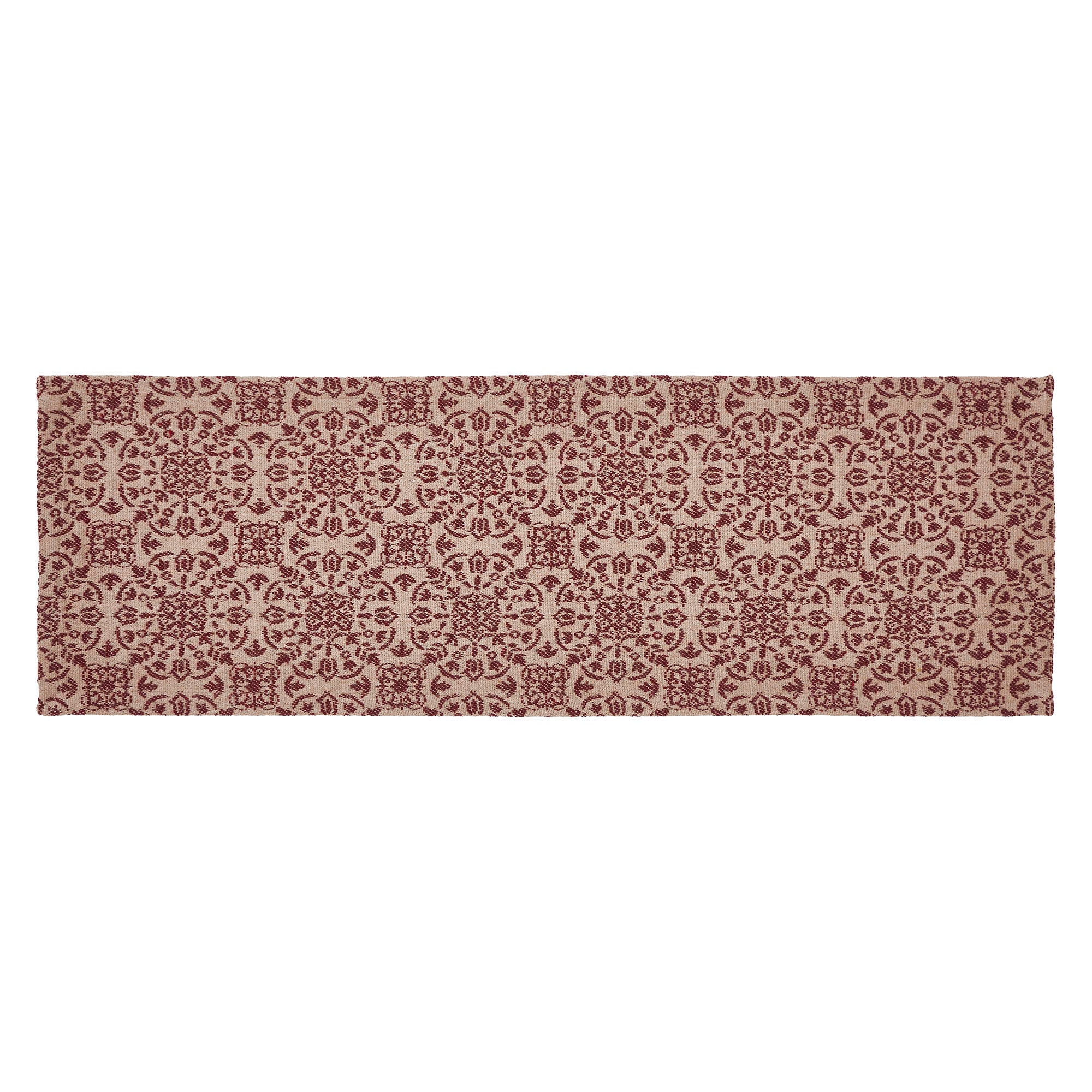 Custom House Burgundy Tan Jacquard Runner 8x24 SpadezStore