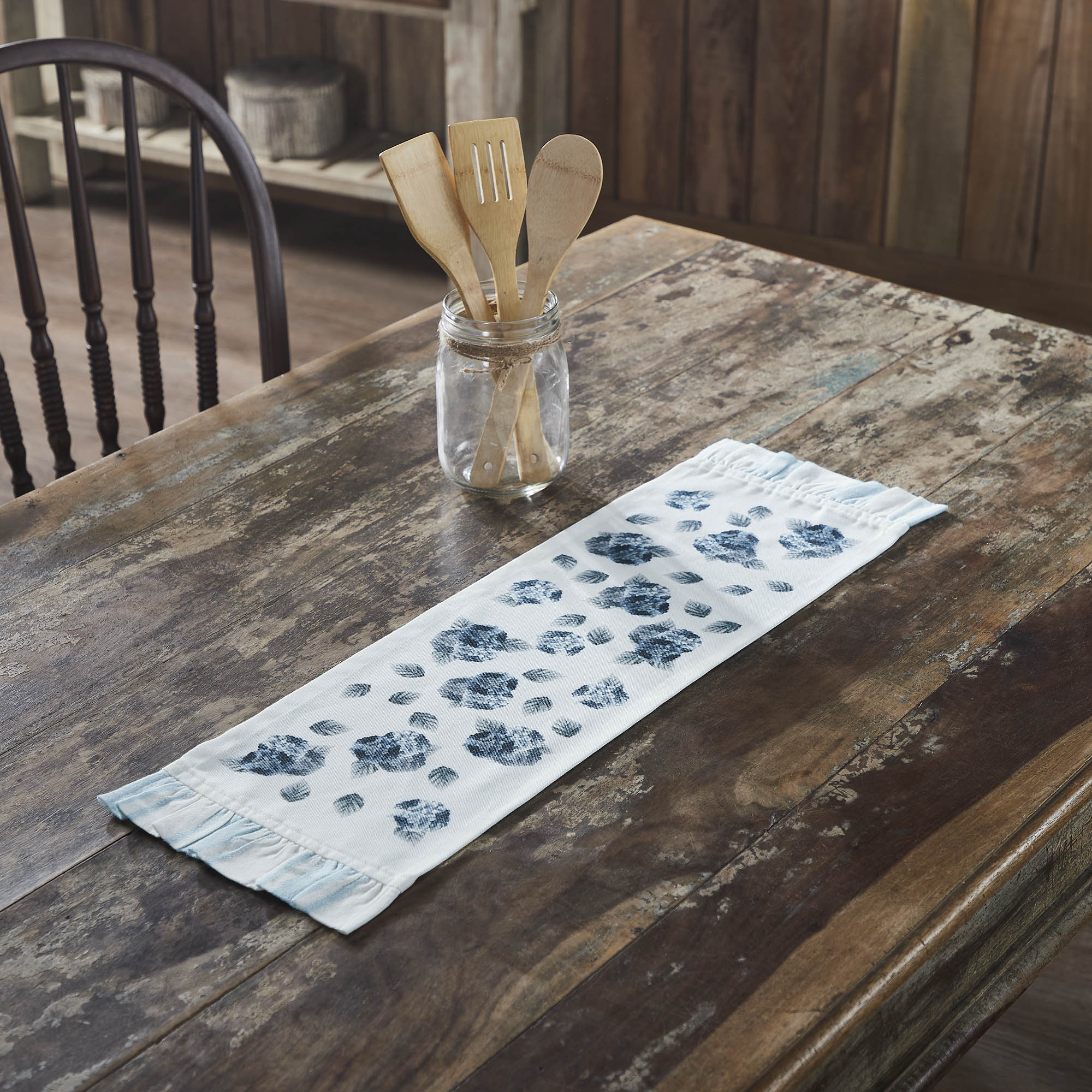 Finders Keepers Hydrangea Ruffled Runner 8x24 SpadezStore