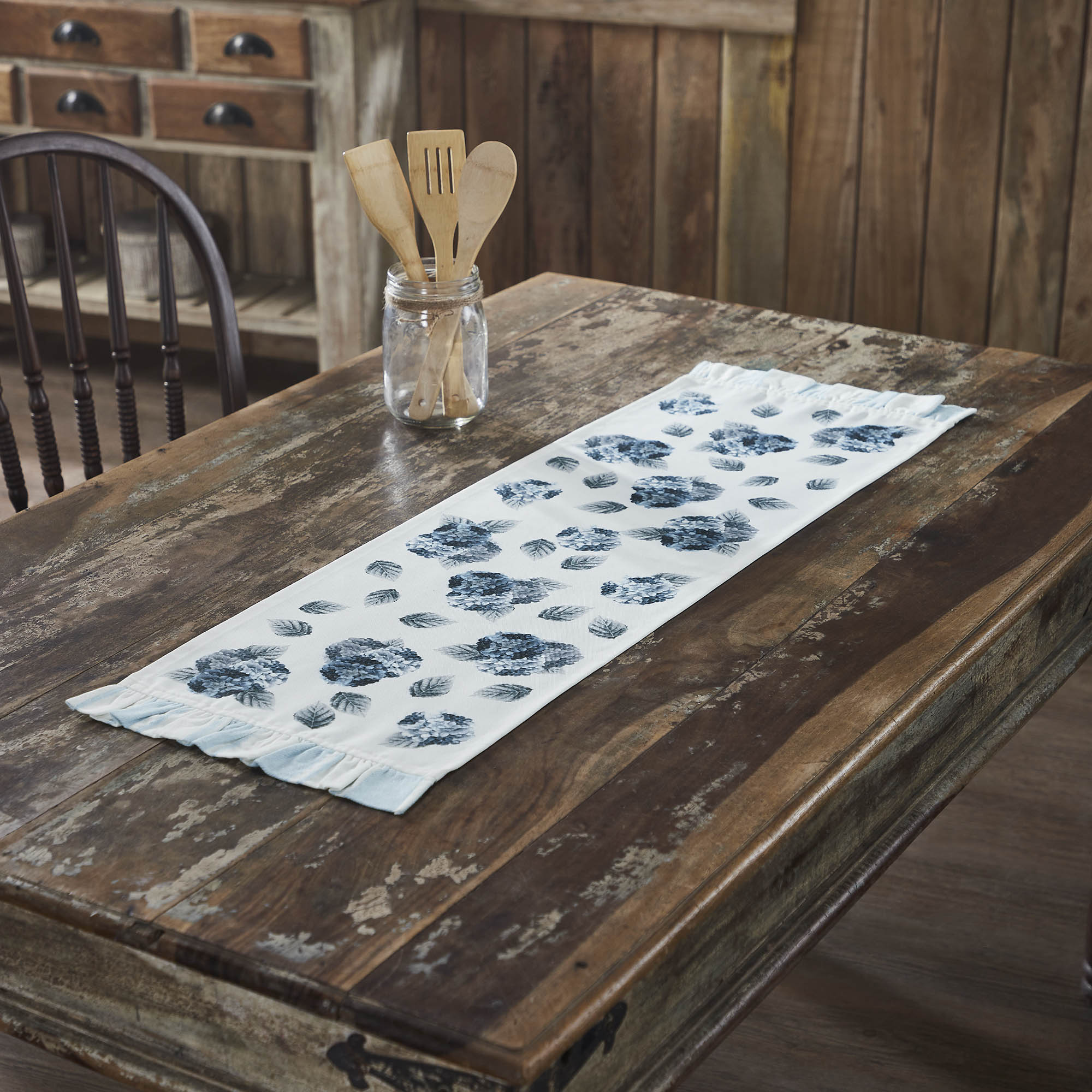 Finders Keepers Hydrangea Ruffled Runner 12x36 SpadezStore