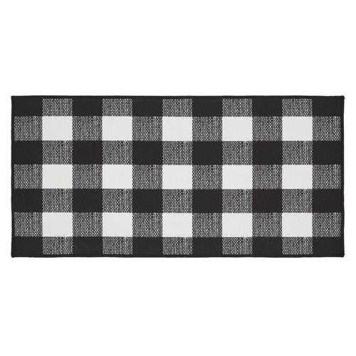 Annie Buffalo Check Black Indoor/Outdoor Rug Rect 17x36 SpadezStore