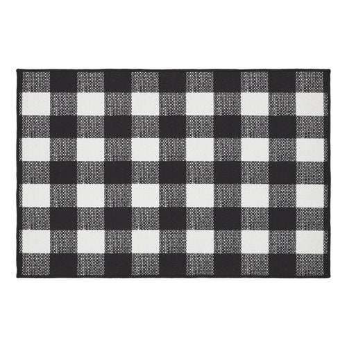Annie Buffalo Check Black Indoor/Outdoor Rug Rect 24x36 SpadezStore