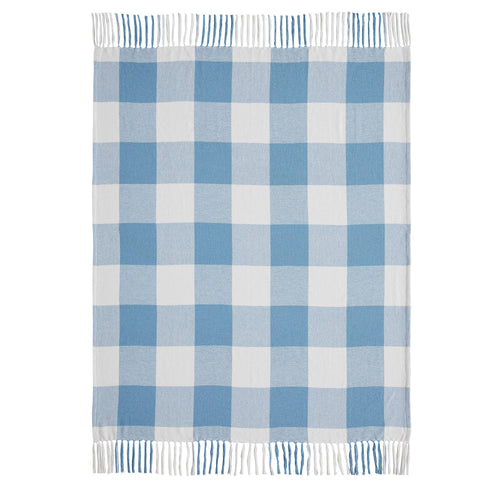 Annie Buffalo Check Blue Woven Throw 50x60 SpadezStore