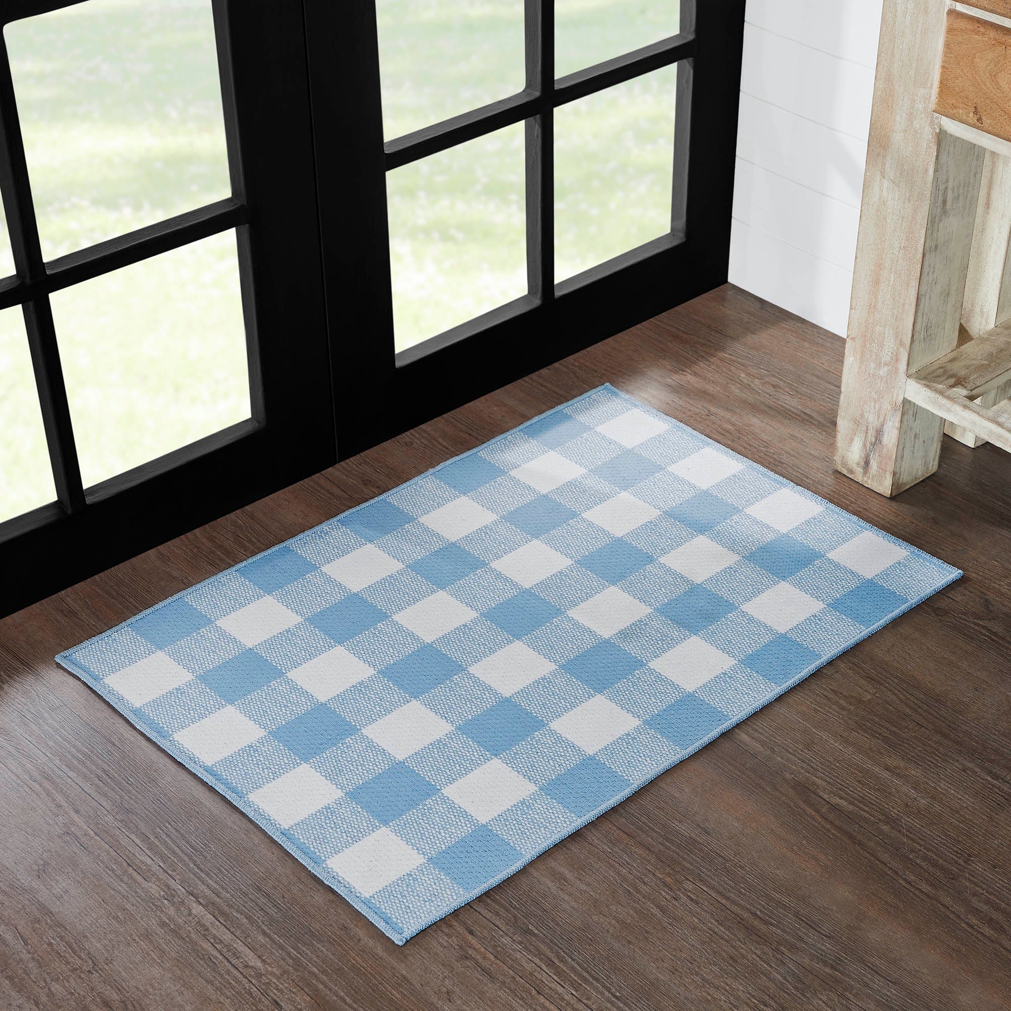 Annie Buffalo Check Blue Indoor/Outdoor Rug Rect 24x36 SpadezStore