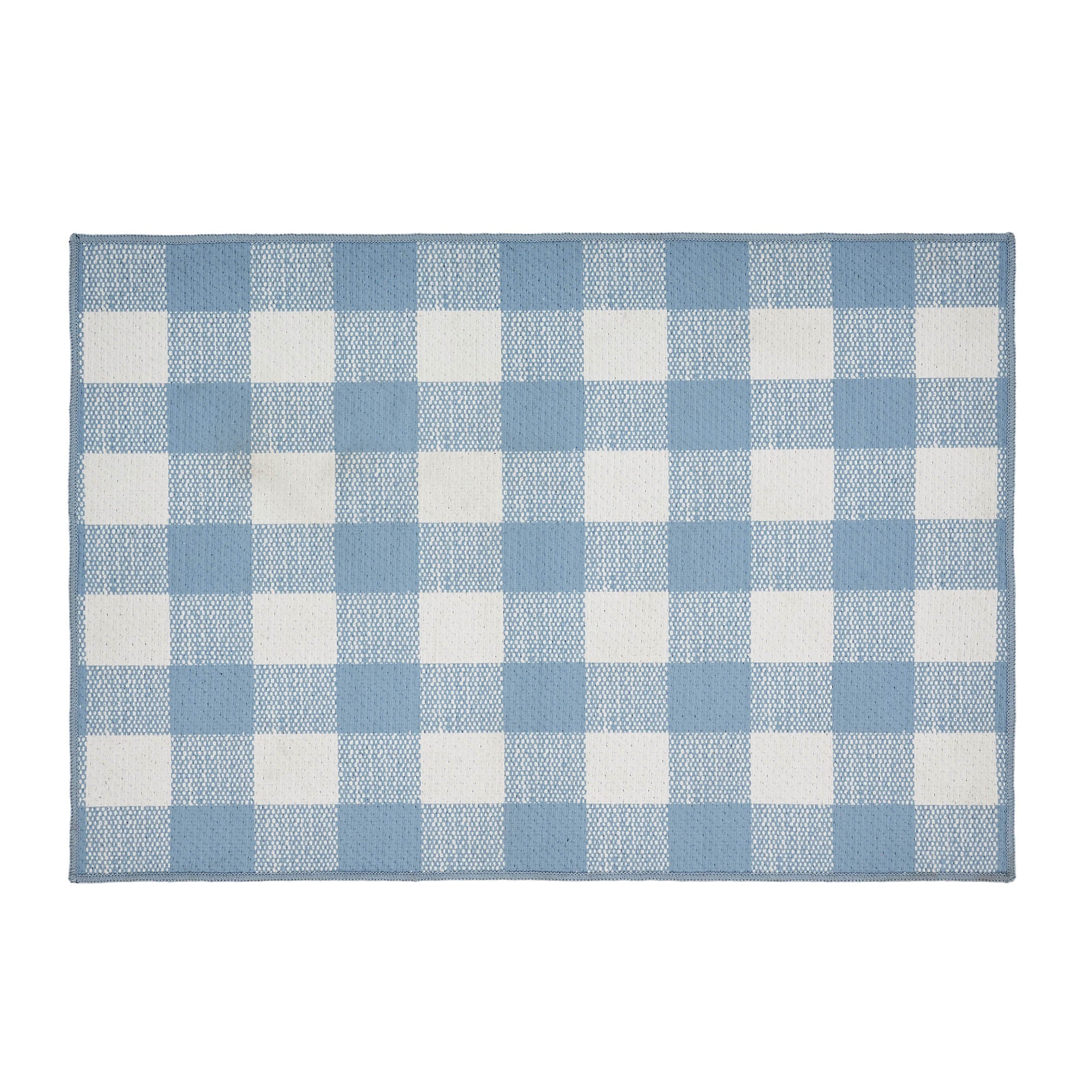 Annie Buffalo Check Blue Indoor/Outdoor Rug Rect 24x36 SpadezStore