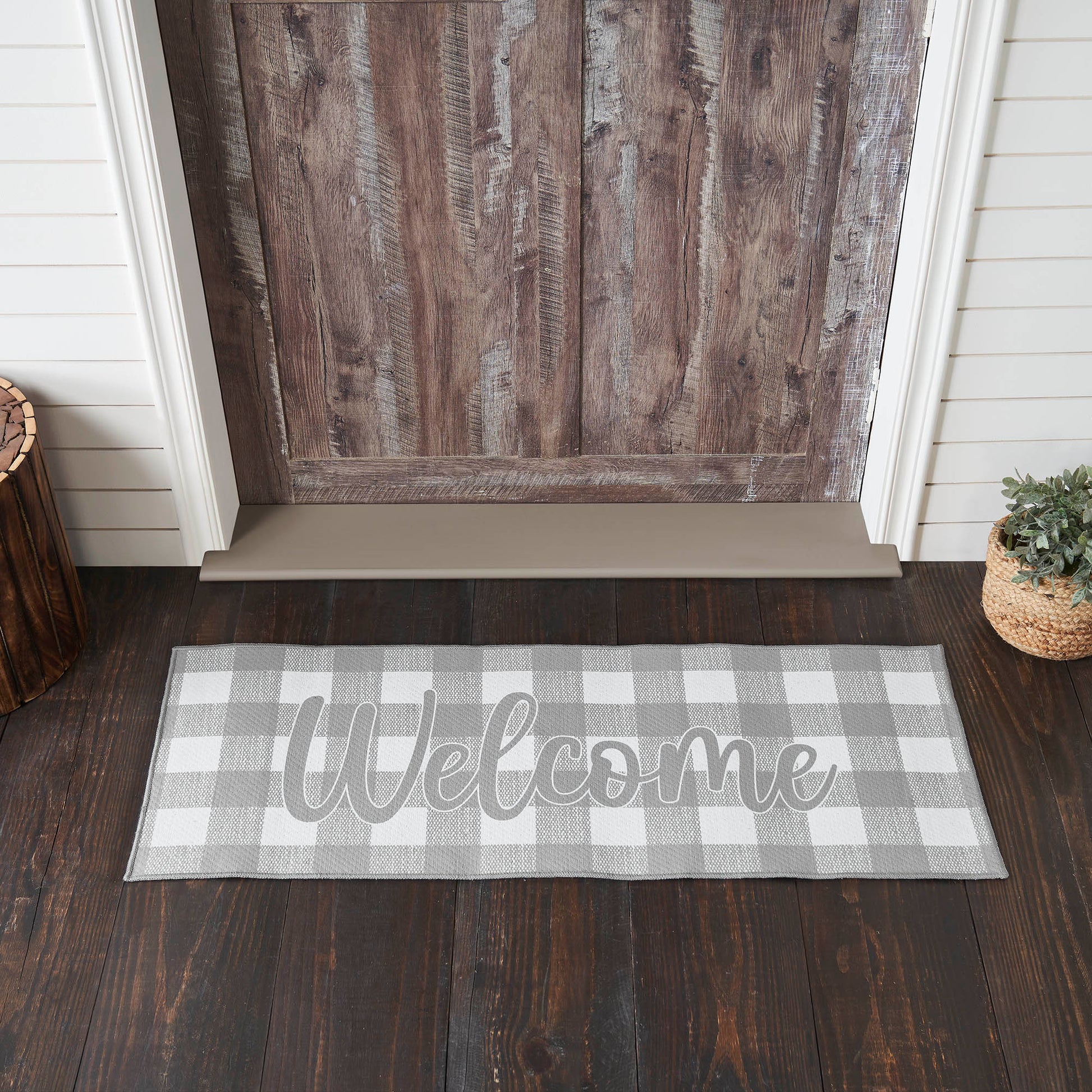 Annie Buffalo Check Grey Welcome Indoor/Outdoor Rug Rect 17x48 SpadezStore