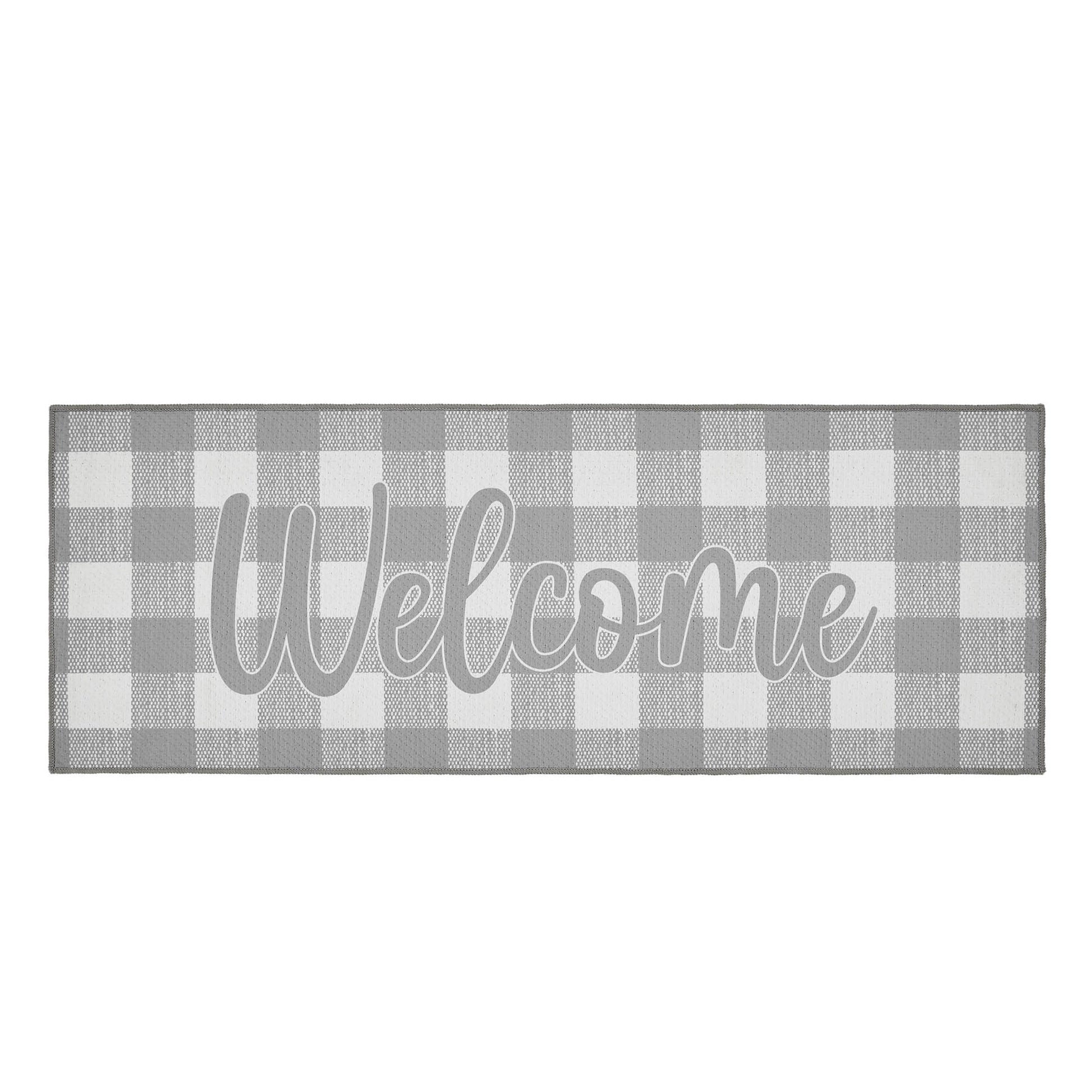 Annie Buffalo Check Grey Welcome Indoor/Outdoor Rug Rect 17x48 SpadezStore