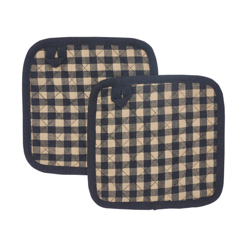 Black Check Pot Holder Set of 2 8x8 SpadezStore