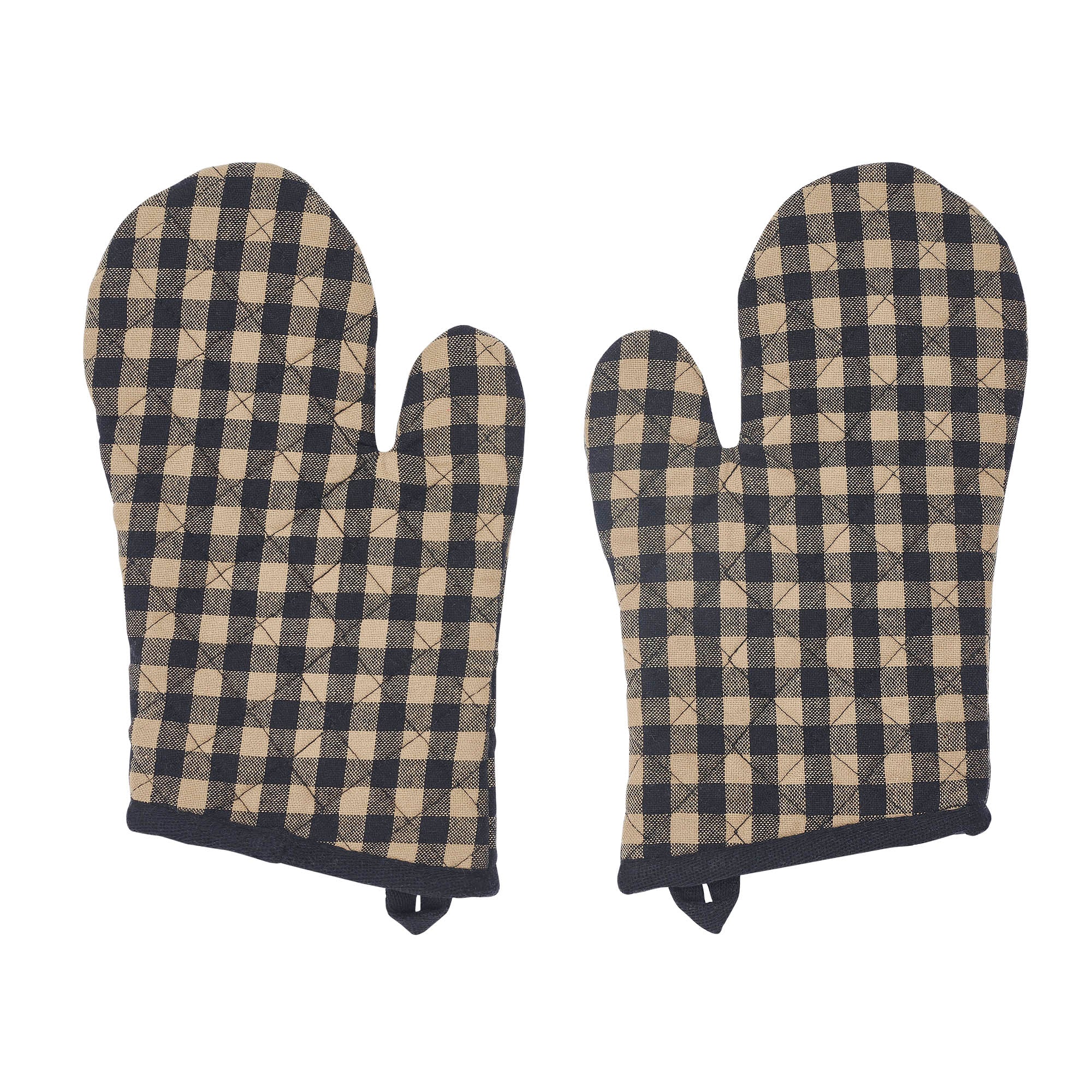 Black Check Oven Mitt Set of 2 SpadezStore