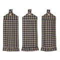 Black Check Button Loop Tea Towel Set of 3 SpadezStore