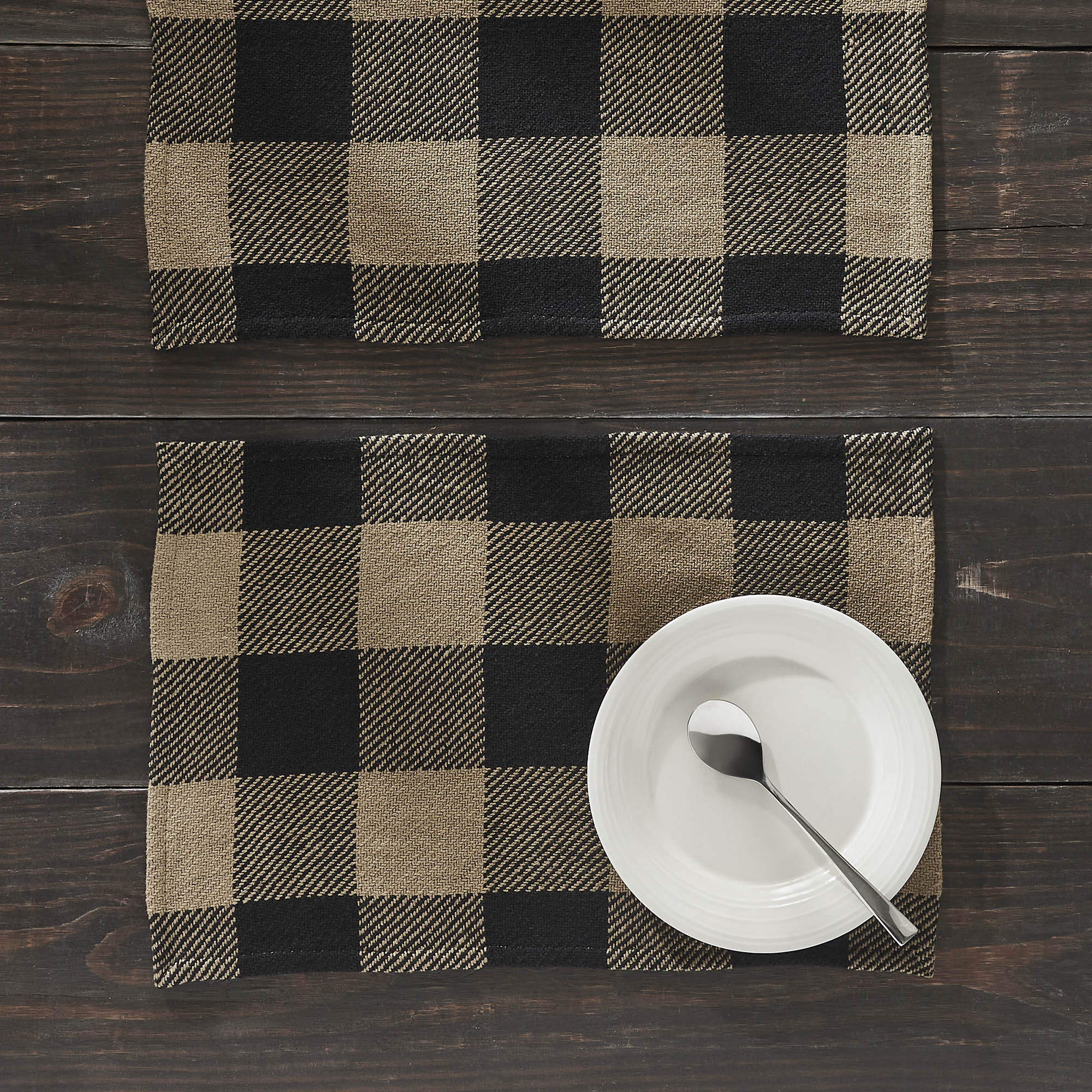 Black Check Placemat Set of 2 13x19 SpadezStore