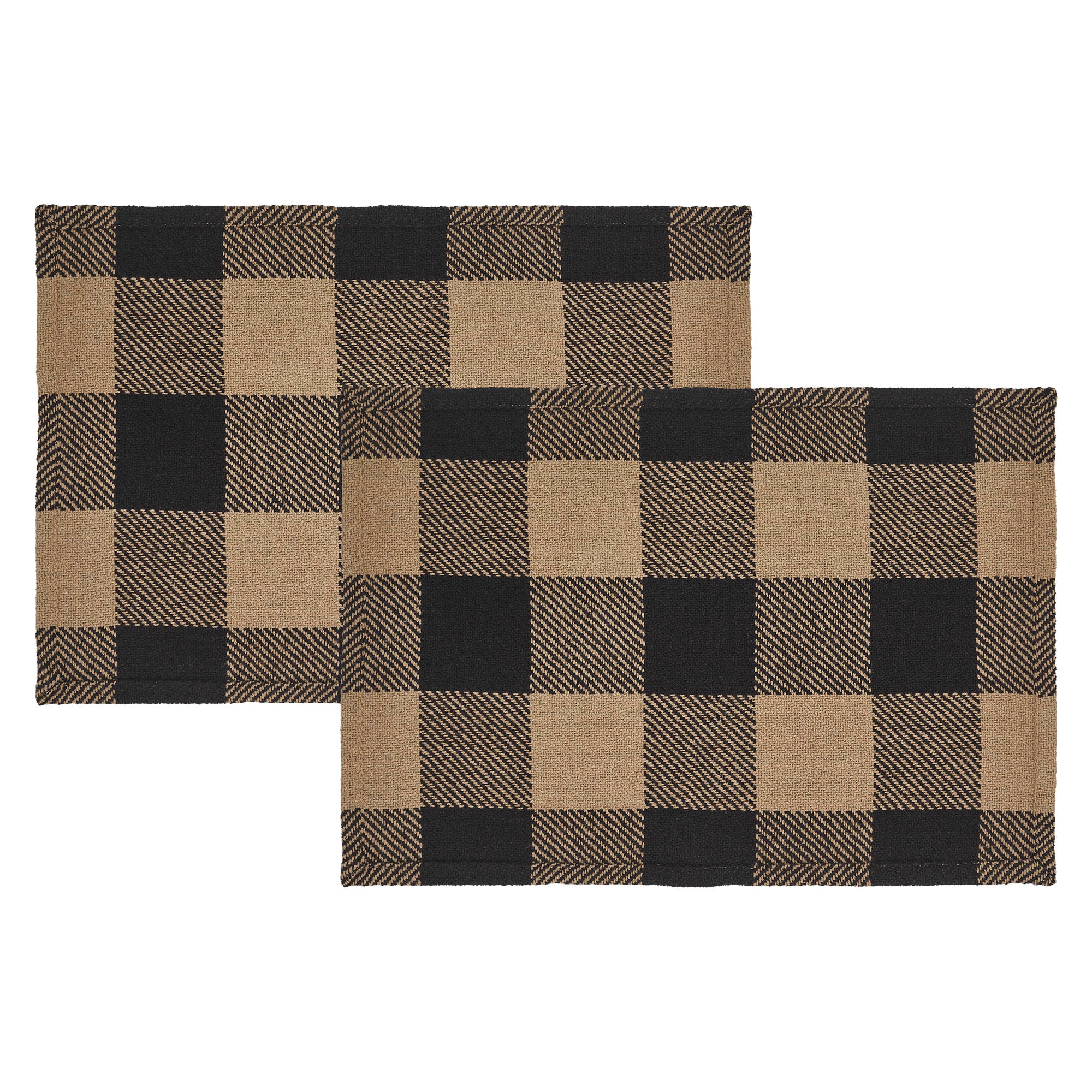 Black Check Placemat Set of 2 13x19 SpadezStore