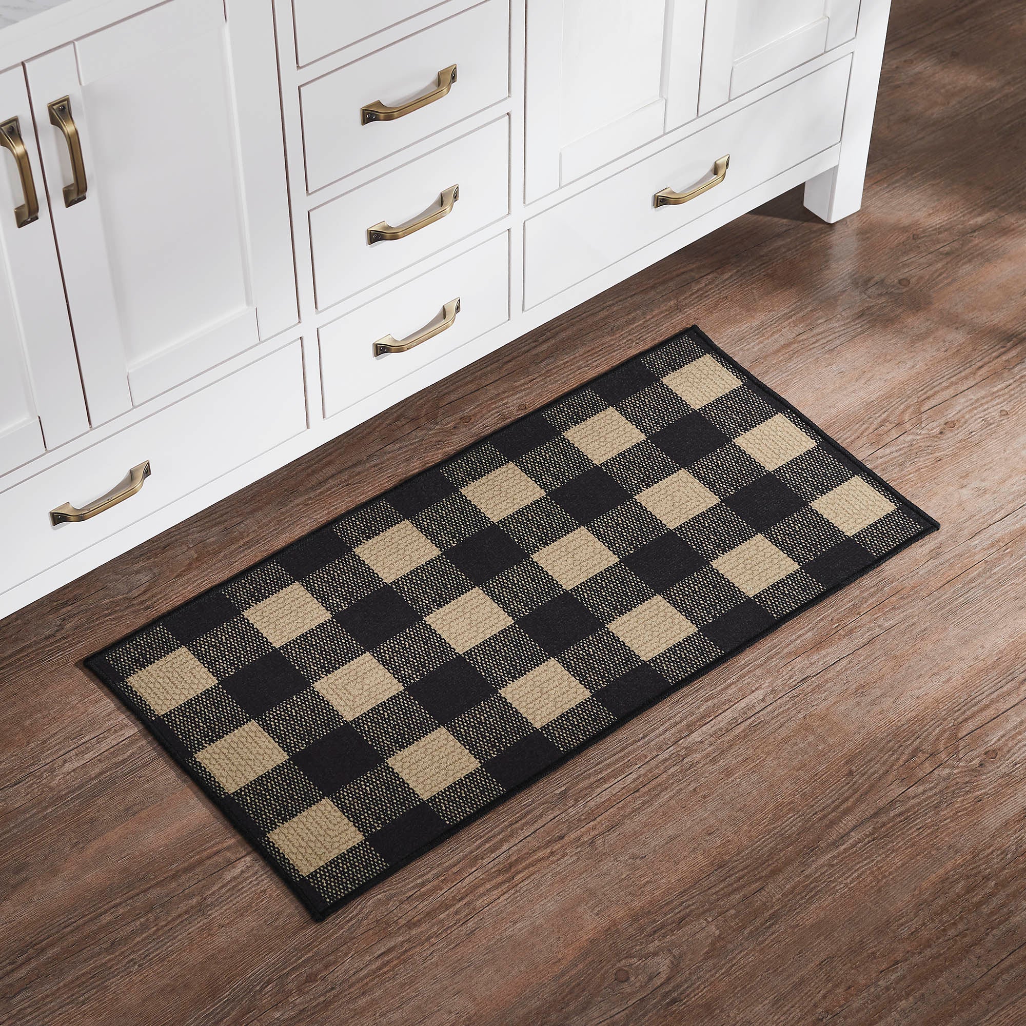 Black Check Indoor/Outdoor Rug Rect 17x36 SpadezStore