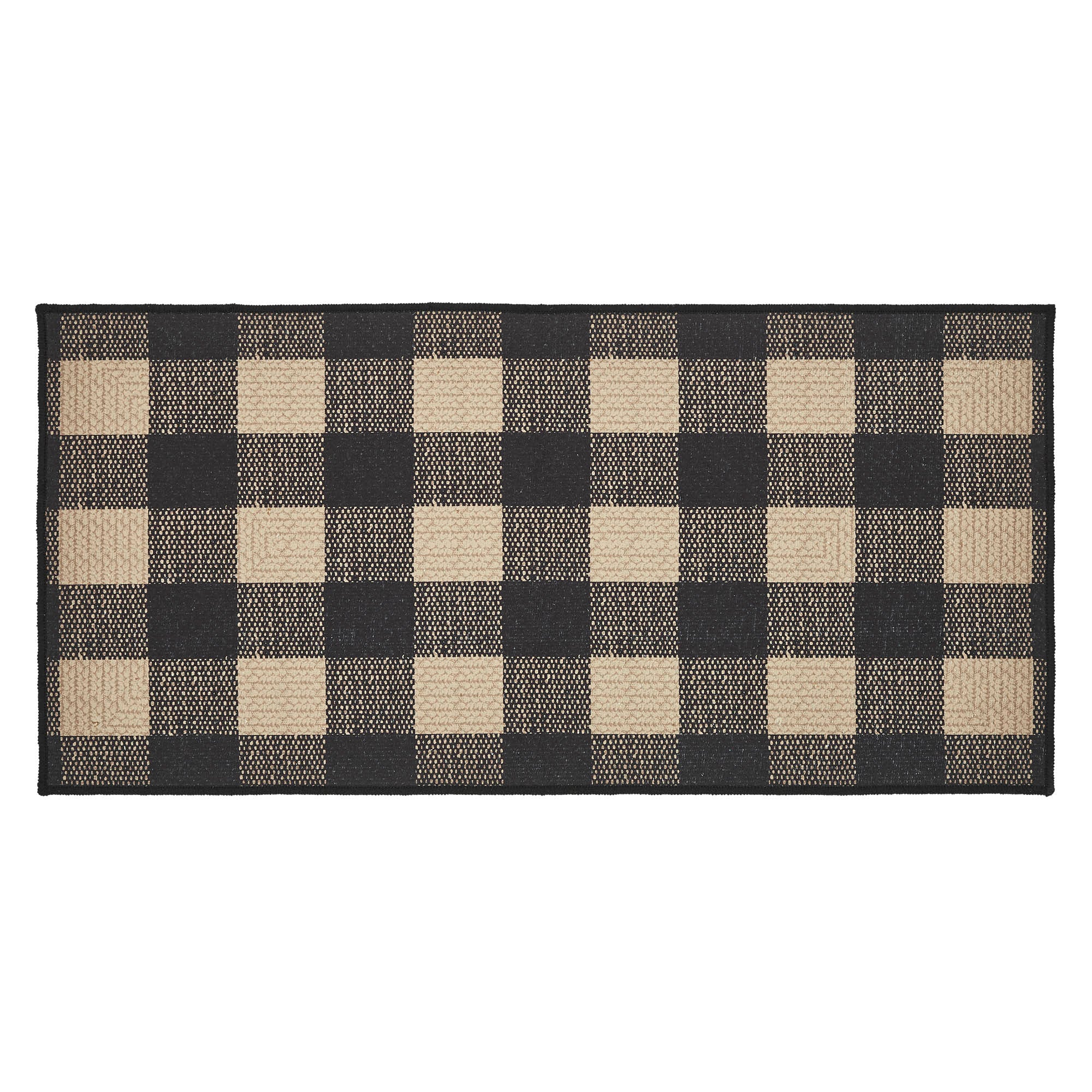 Black Check Indoor/Outdoor Rug Rect 17x36 SpadezStore
