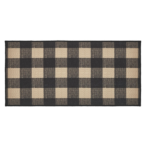 Black Check Indoor/Outdoor Rug Rect 17x36 SpadezStore
