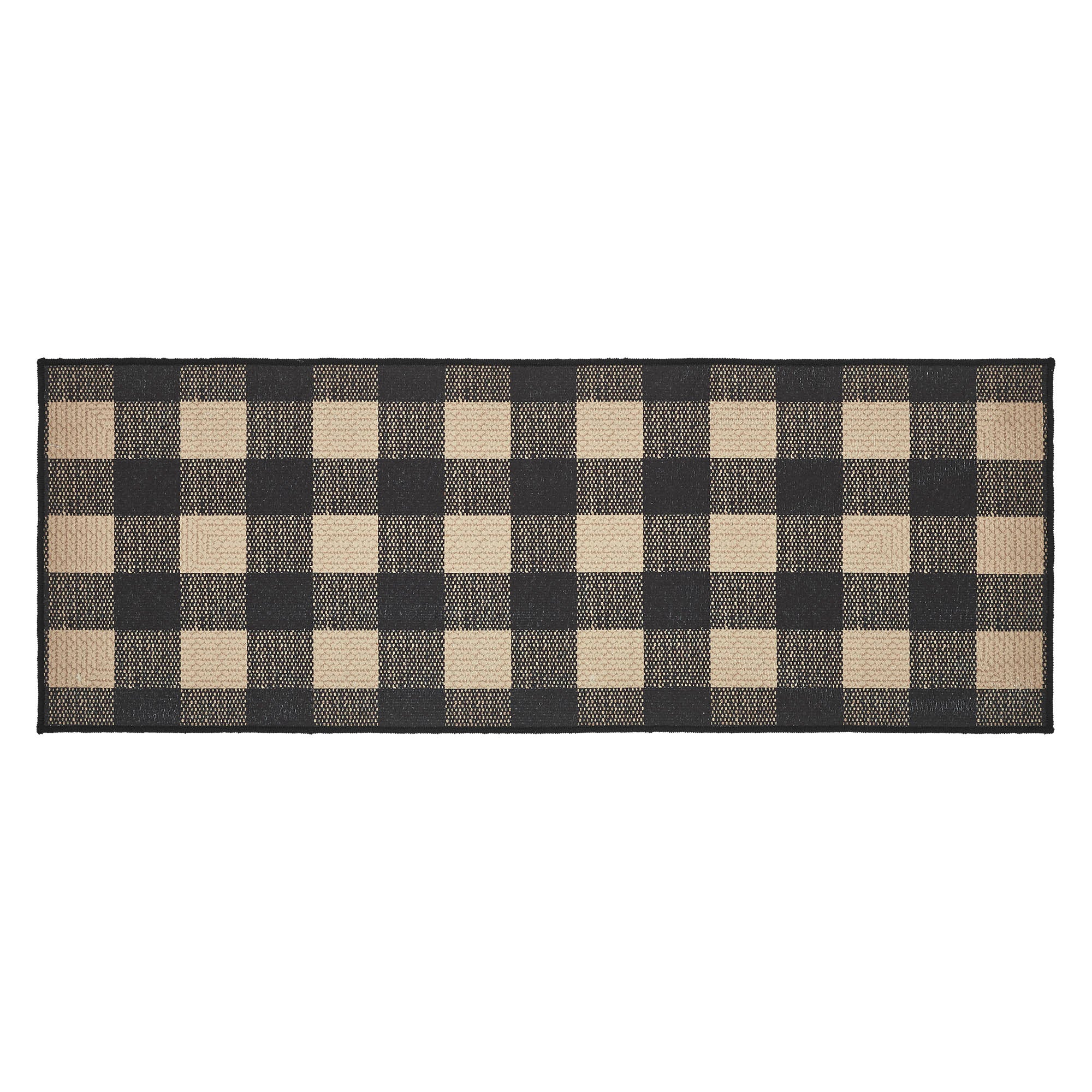 Black Check Indoor/Outdoor Rug Rect 17x48 SpadezStore