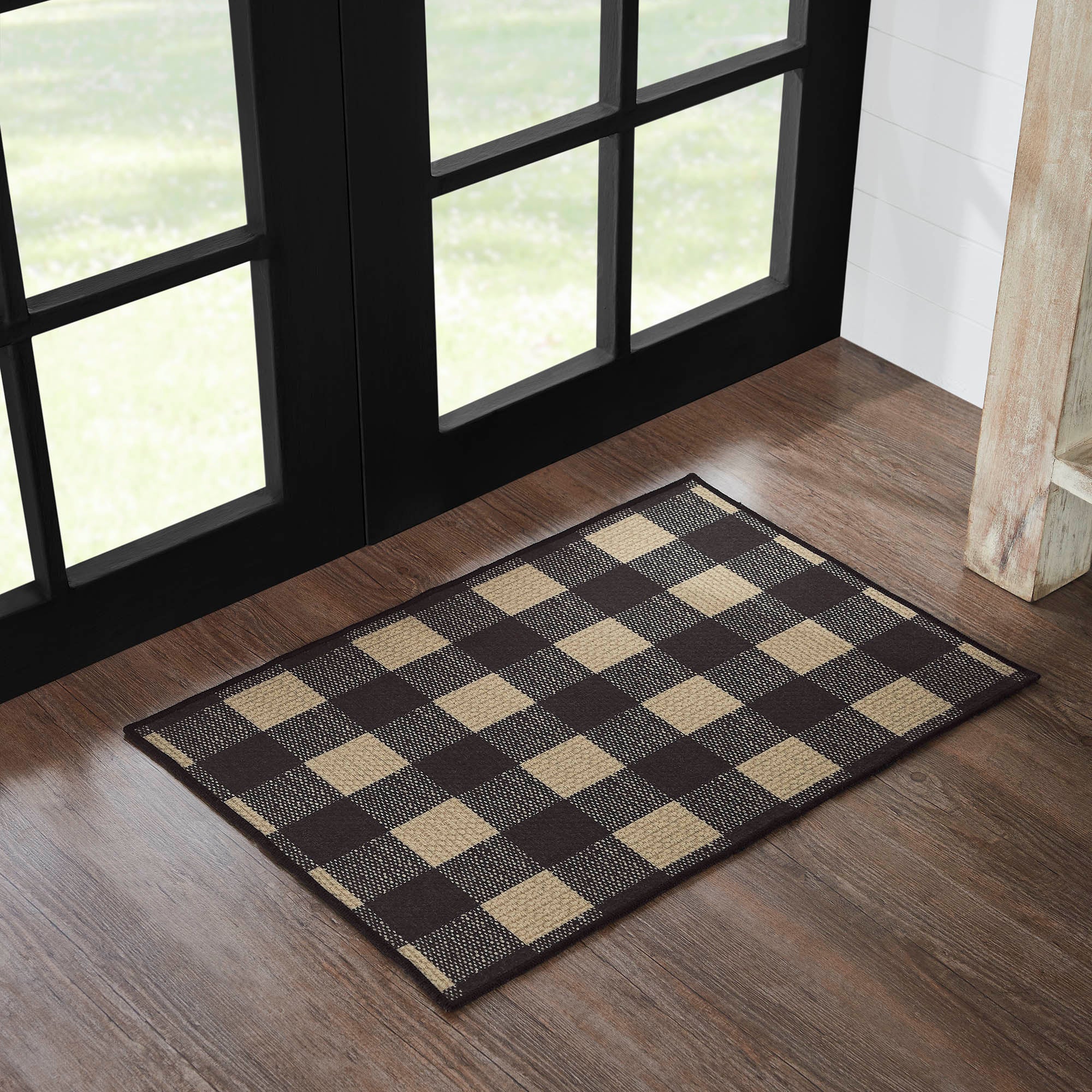 Black Check Indoor/Outdoor Rug Rect 20x30 SpadezStore