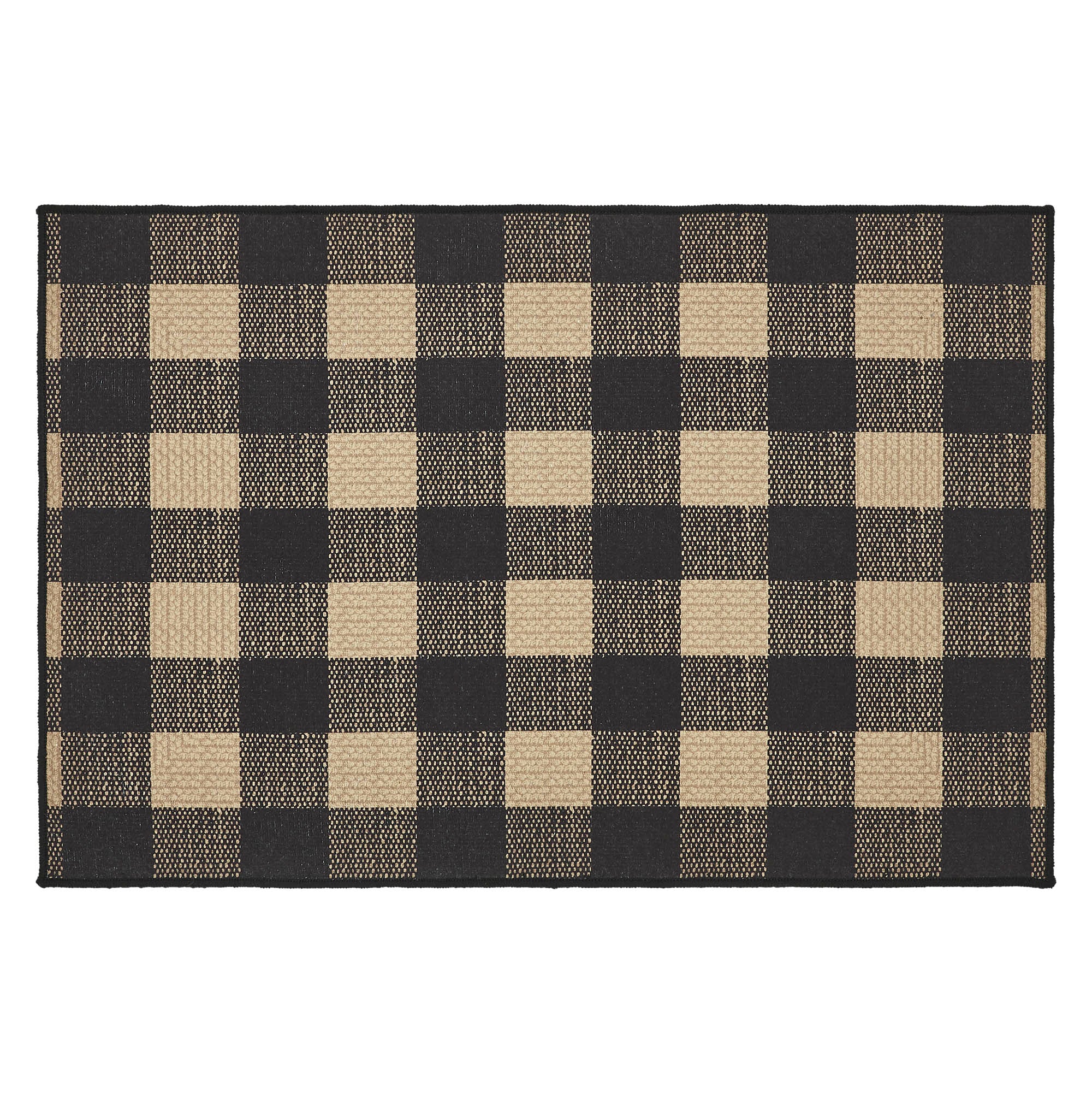 Black Check Indoor/Outdoor Rug Rect 24x36 SpadezStore
