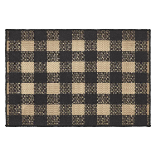 Black Check Indoor/Outdoor Rug Rect 24x36 SpadezStore