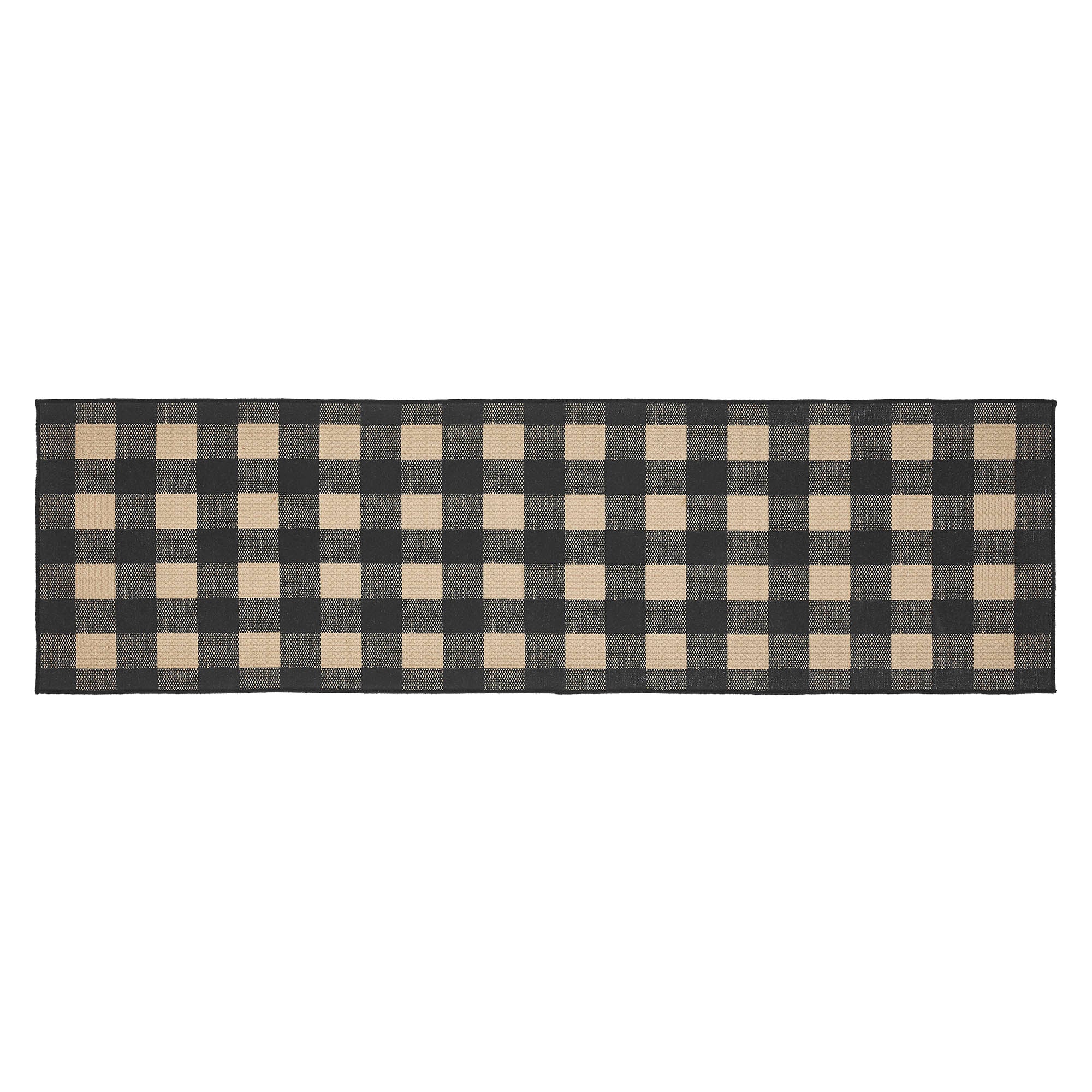 Black Check Indoor/Outdoor Rug/Runner Rect 22x78 SpadezStore