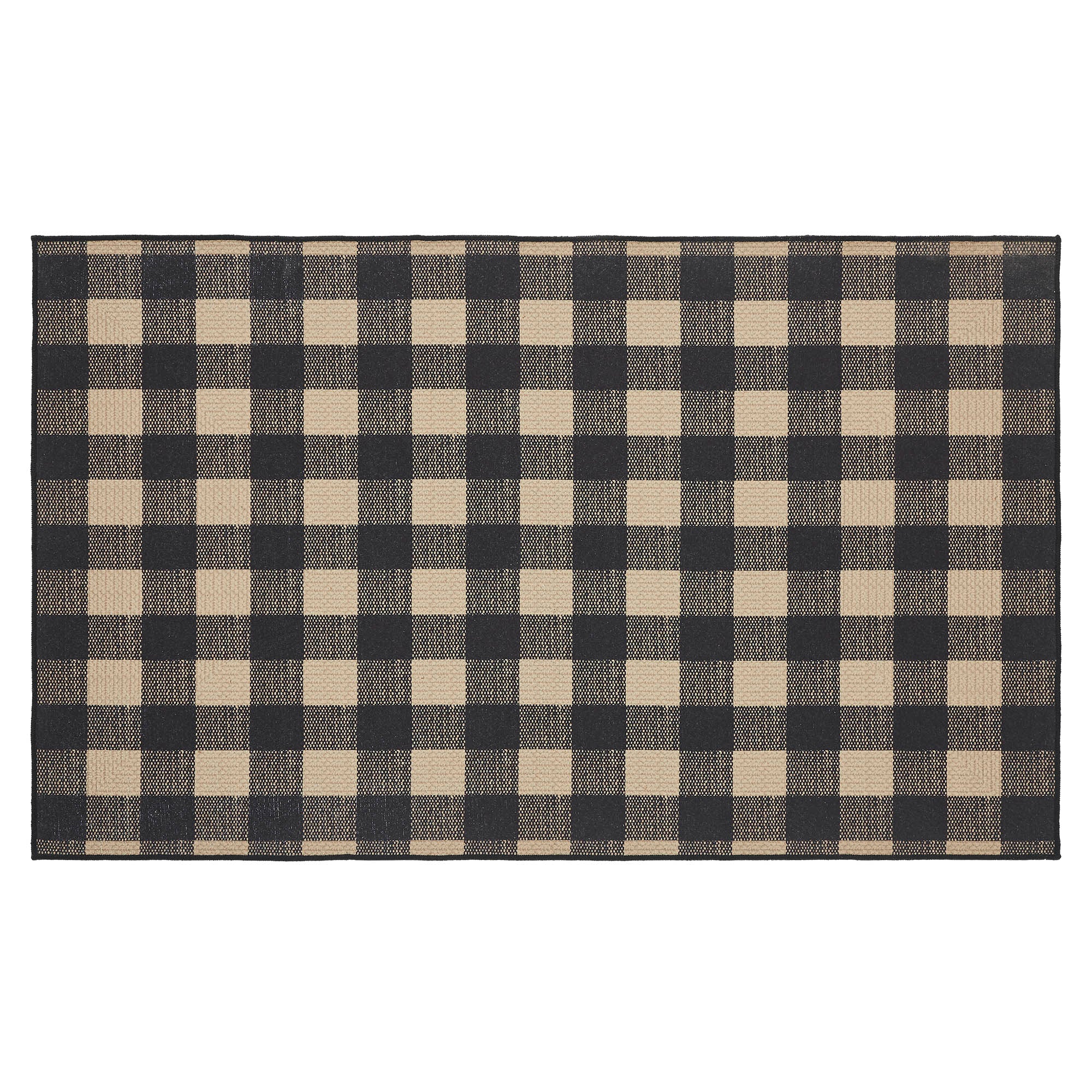 Black Check Indoor/Outdoor Rug Rect 36x60 SpadezStore