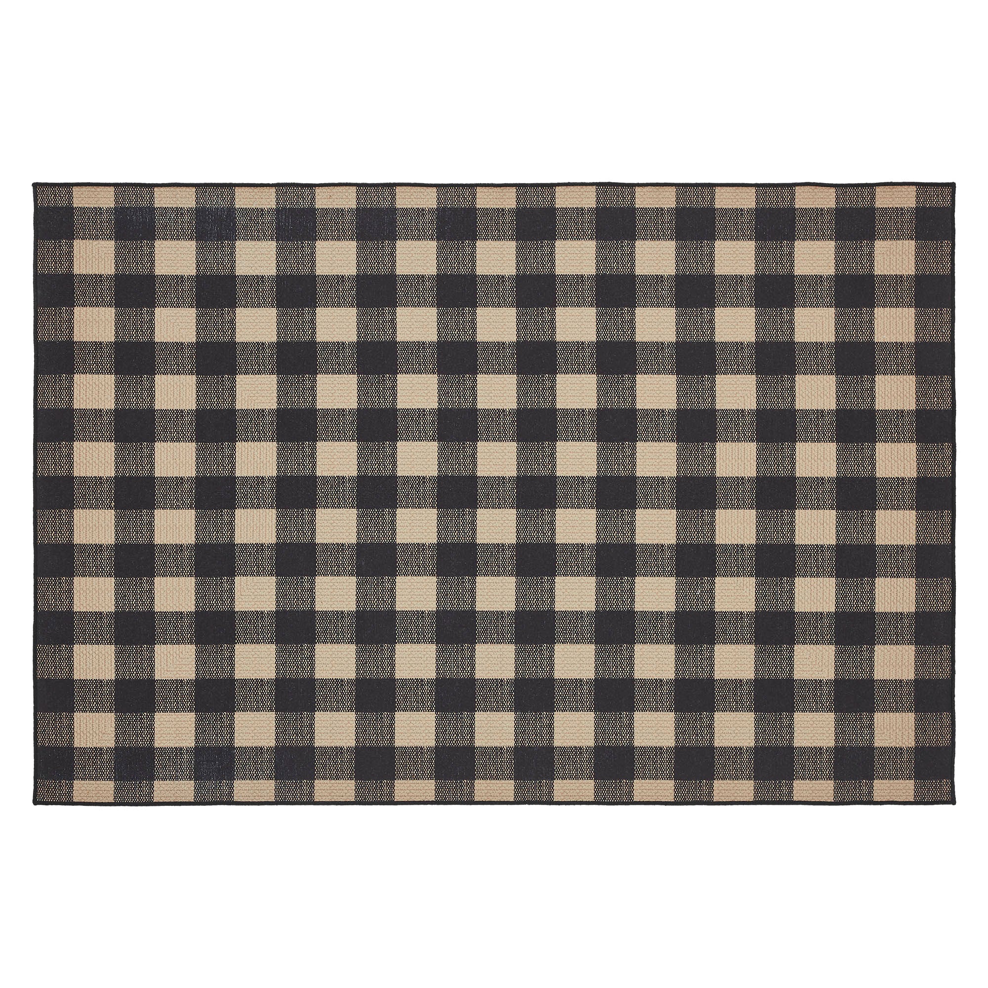 Black Check Indoor/Outdoor Rug Rect 48x72 SpadezStore