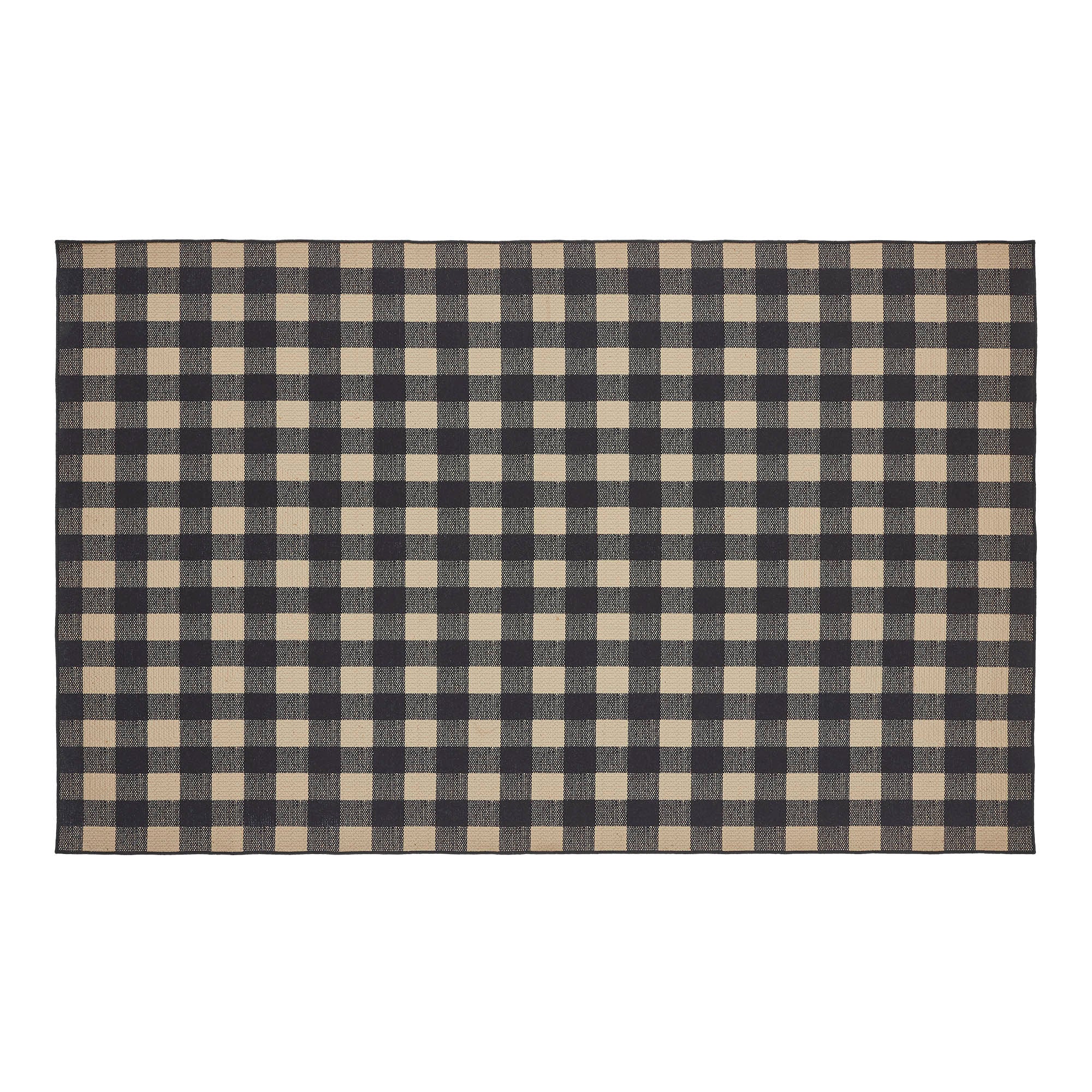 Black Check Indoor/Outdoor Rug Rect 60x96 SpadezStore