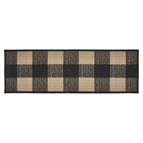 Black Check Indoor/Outdoor Stair Tread Rect Latex 8.5x27 SpadezStore
