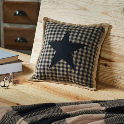 Black Check Star Pillow 12x12 SpadezStore