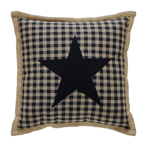 Black Check Star Pillow 12x12 SpadezStore